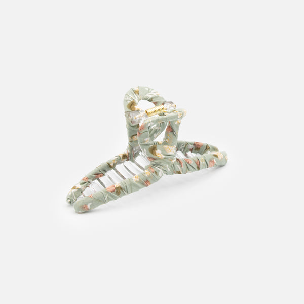 Charger l'image dans la galerie, Pince à cheveux en tissu vert sauge fleuri