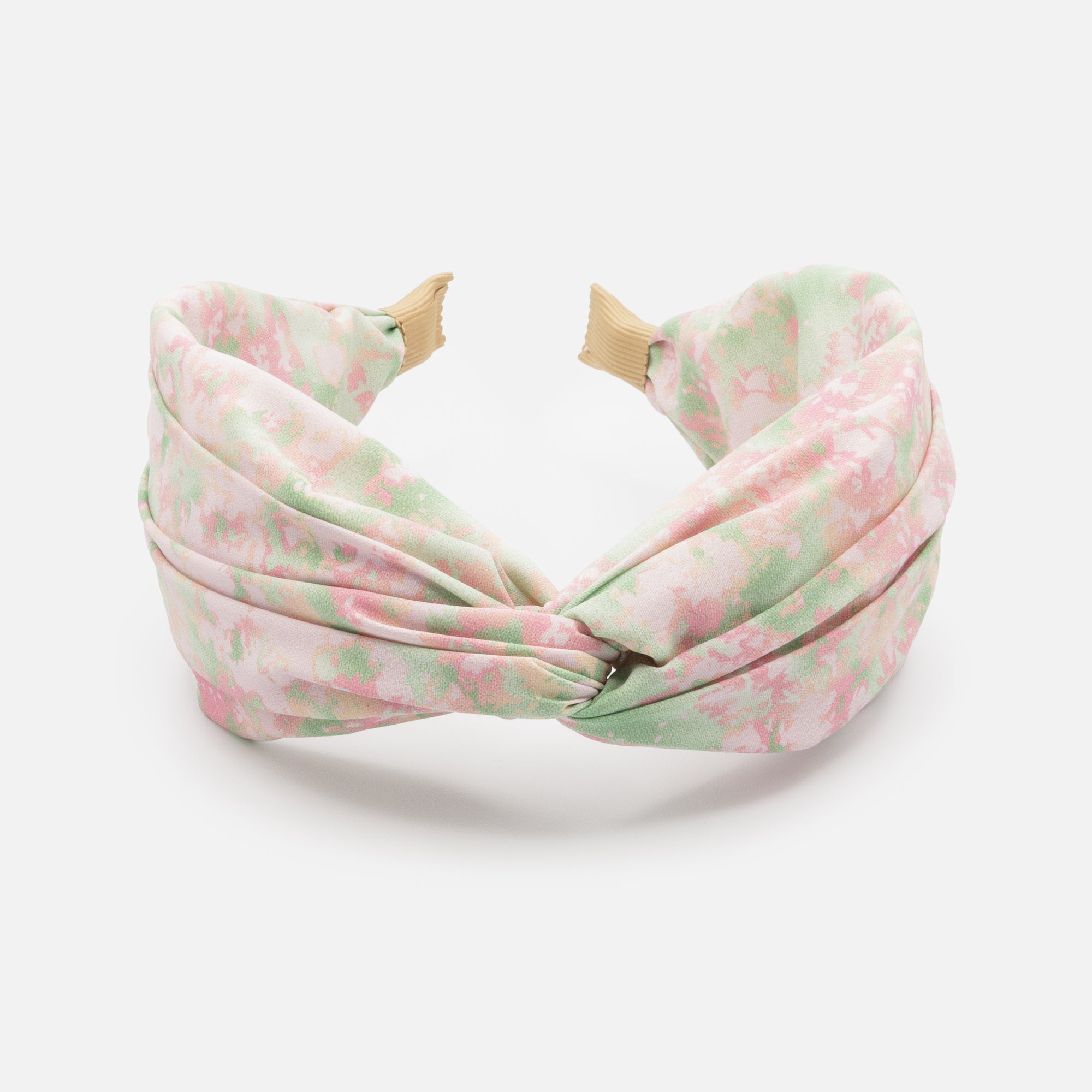 Pink and pale green headband with bow