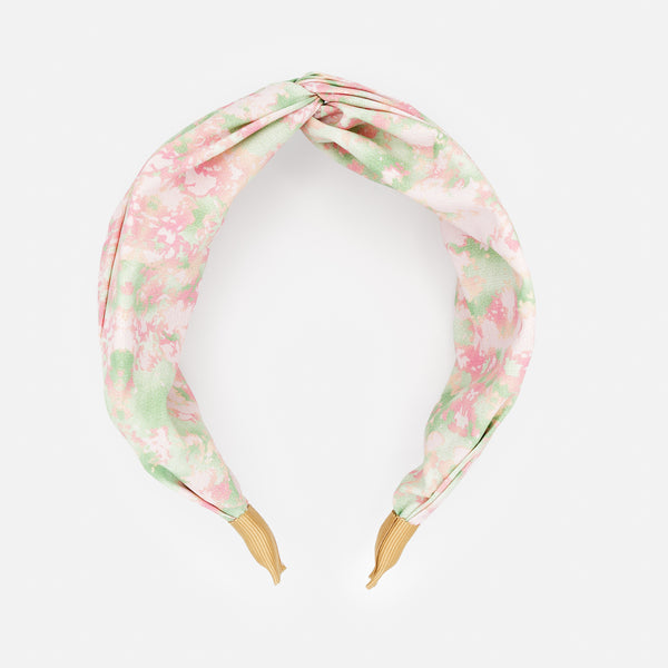 Load image into Gallery viewer, Pink and pale green headband with bow
