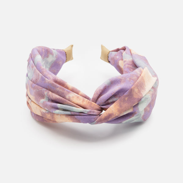Load image into Gallery viewer, Peach purple and blue headband with bow
