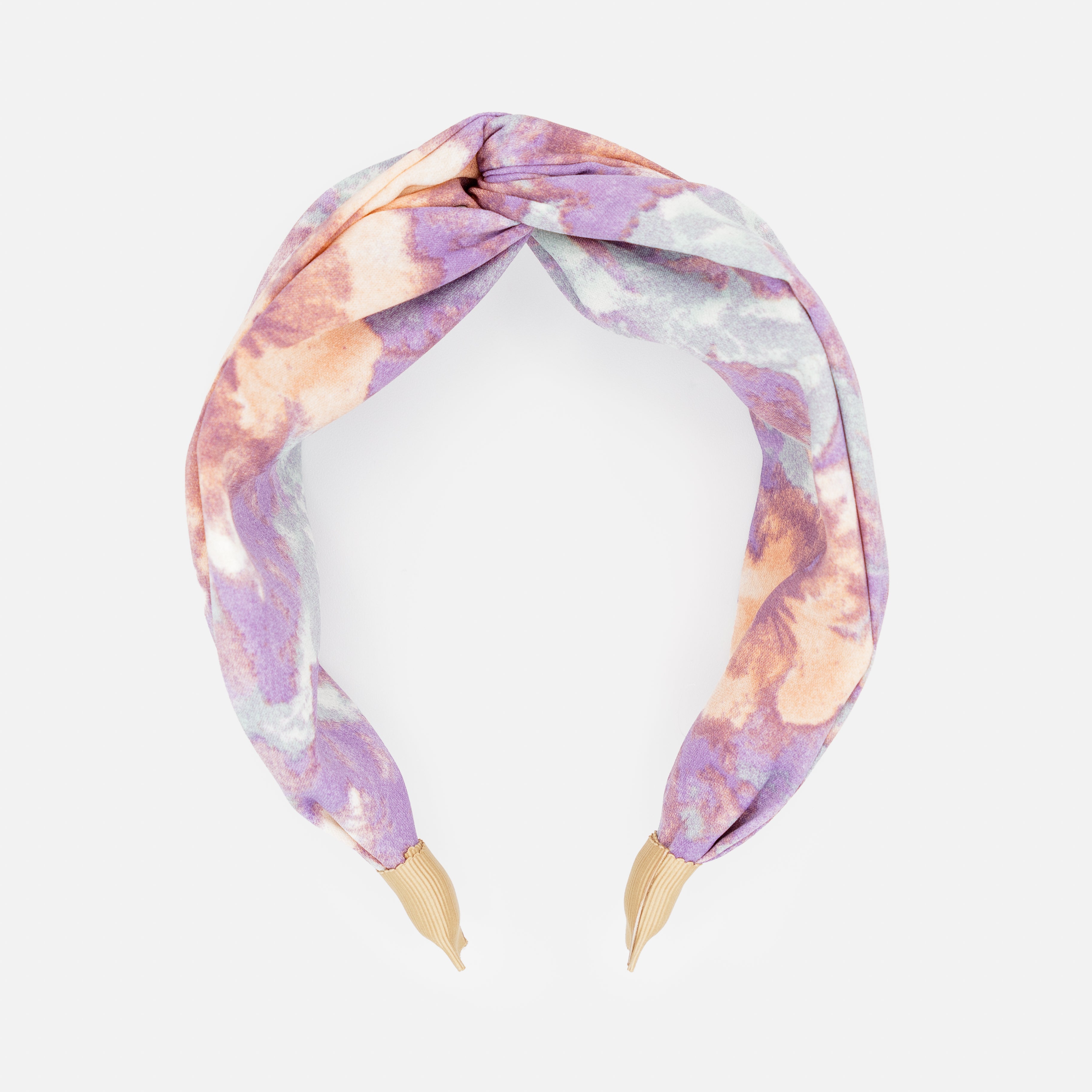 Bandeau mauve pêche et bleu avec noeud