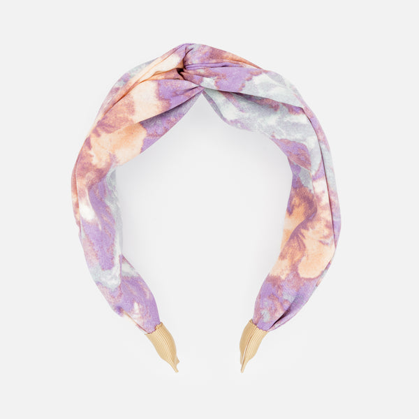 Load image into Gallery viewer, Peach purple and blue headband with bow
