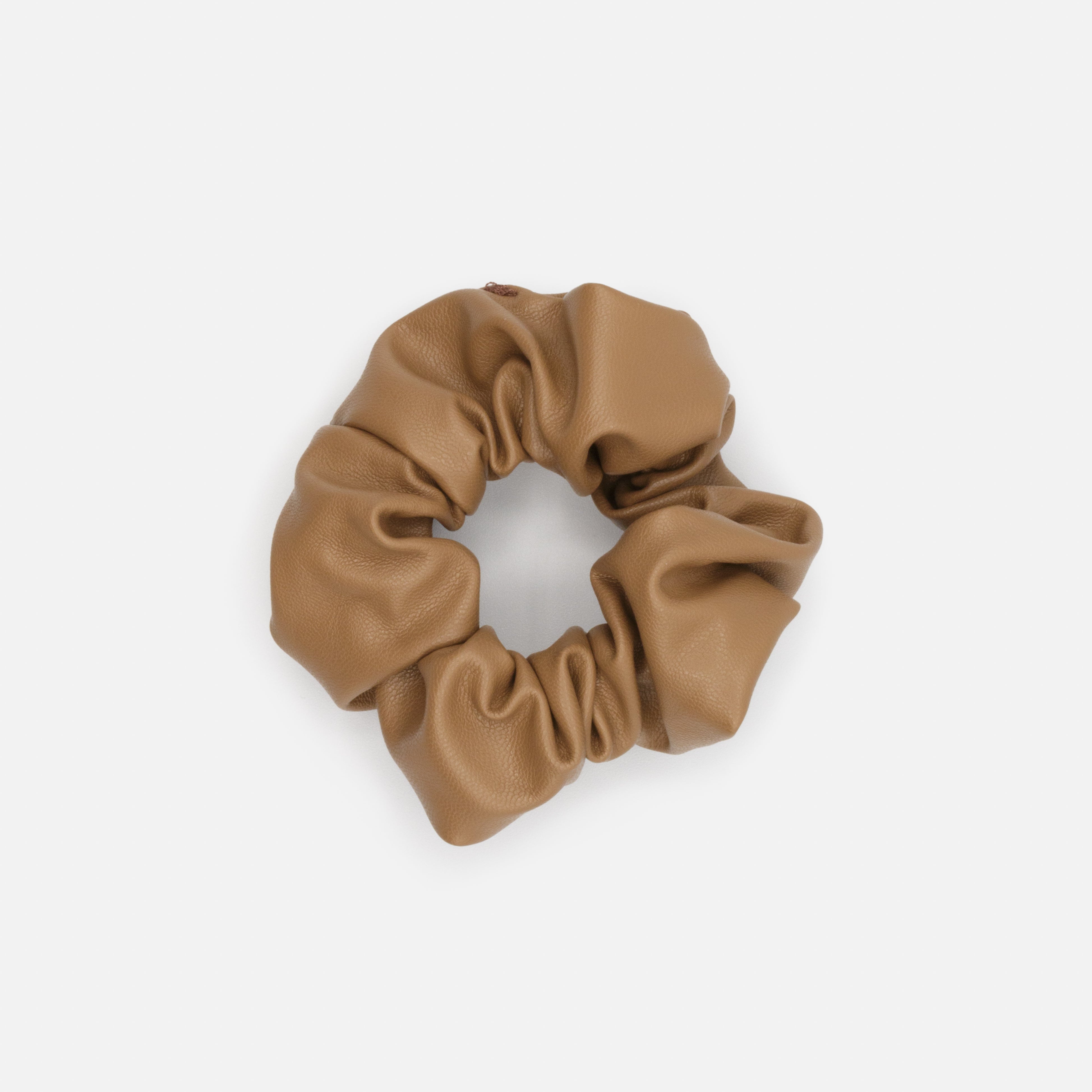 Pale brown leather effect scrunchie