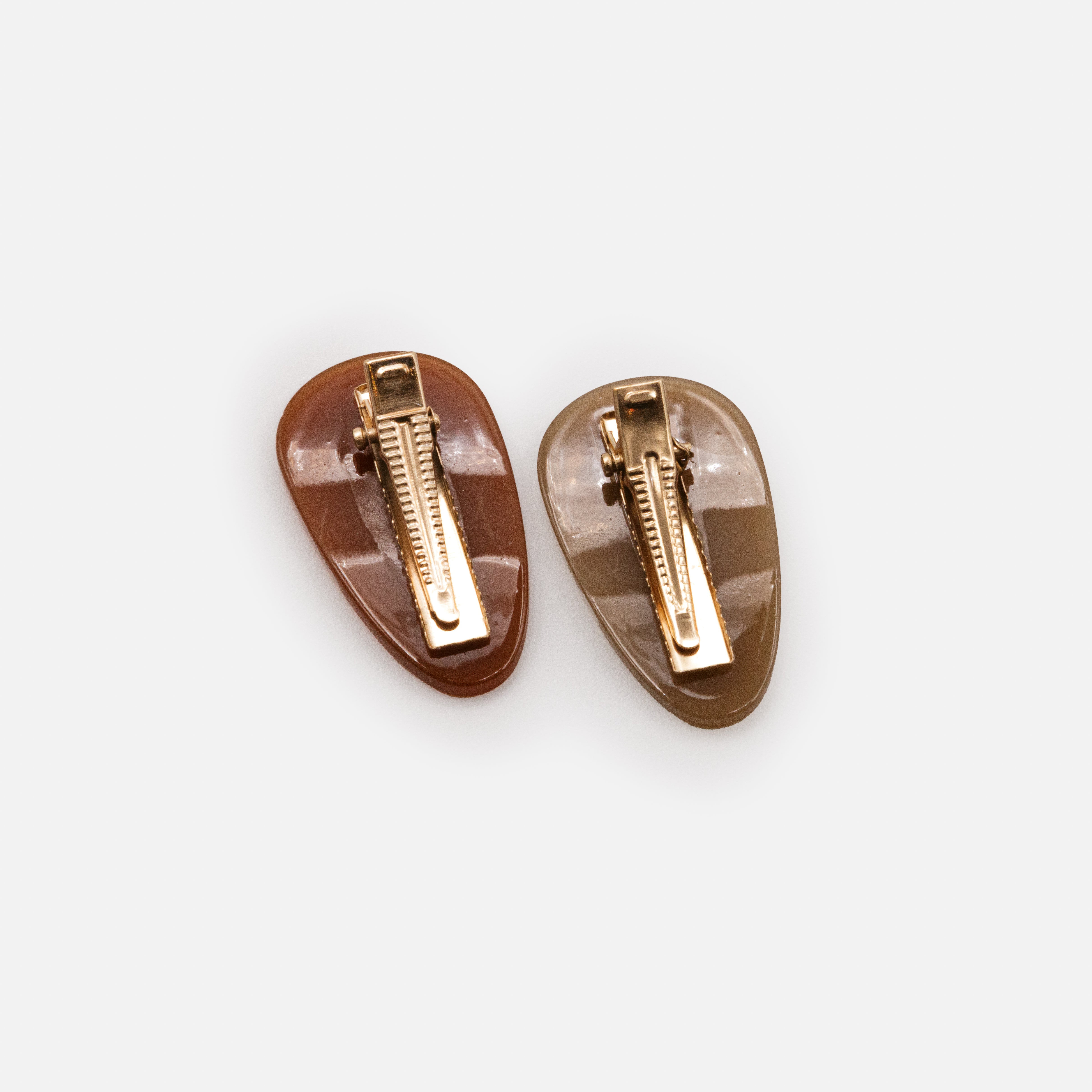 Duo de petites pinces beige et caramel