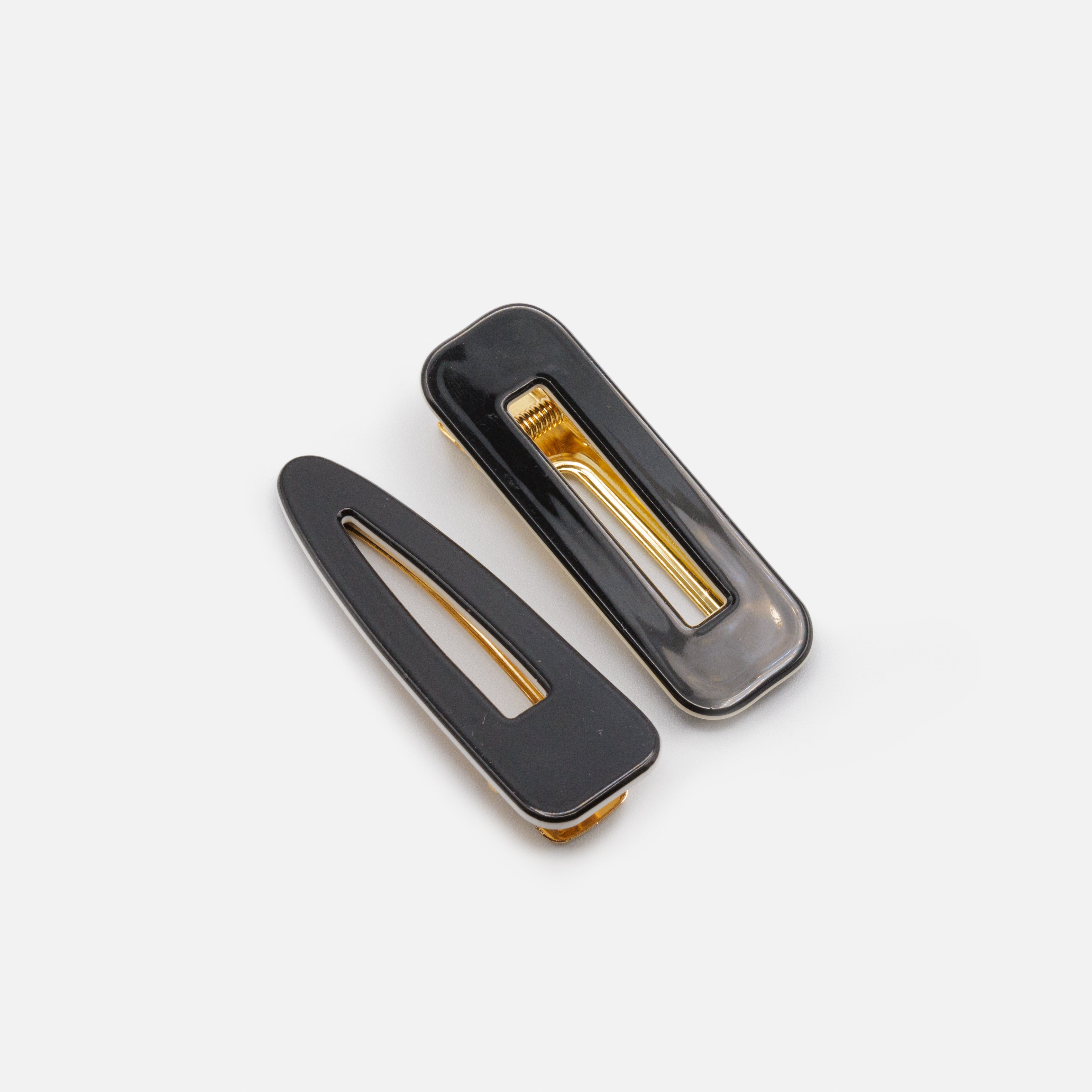 Geometric Black Clip Duo
