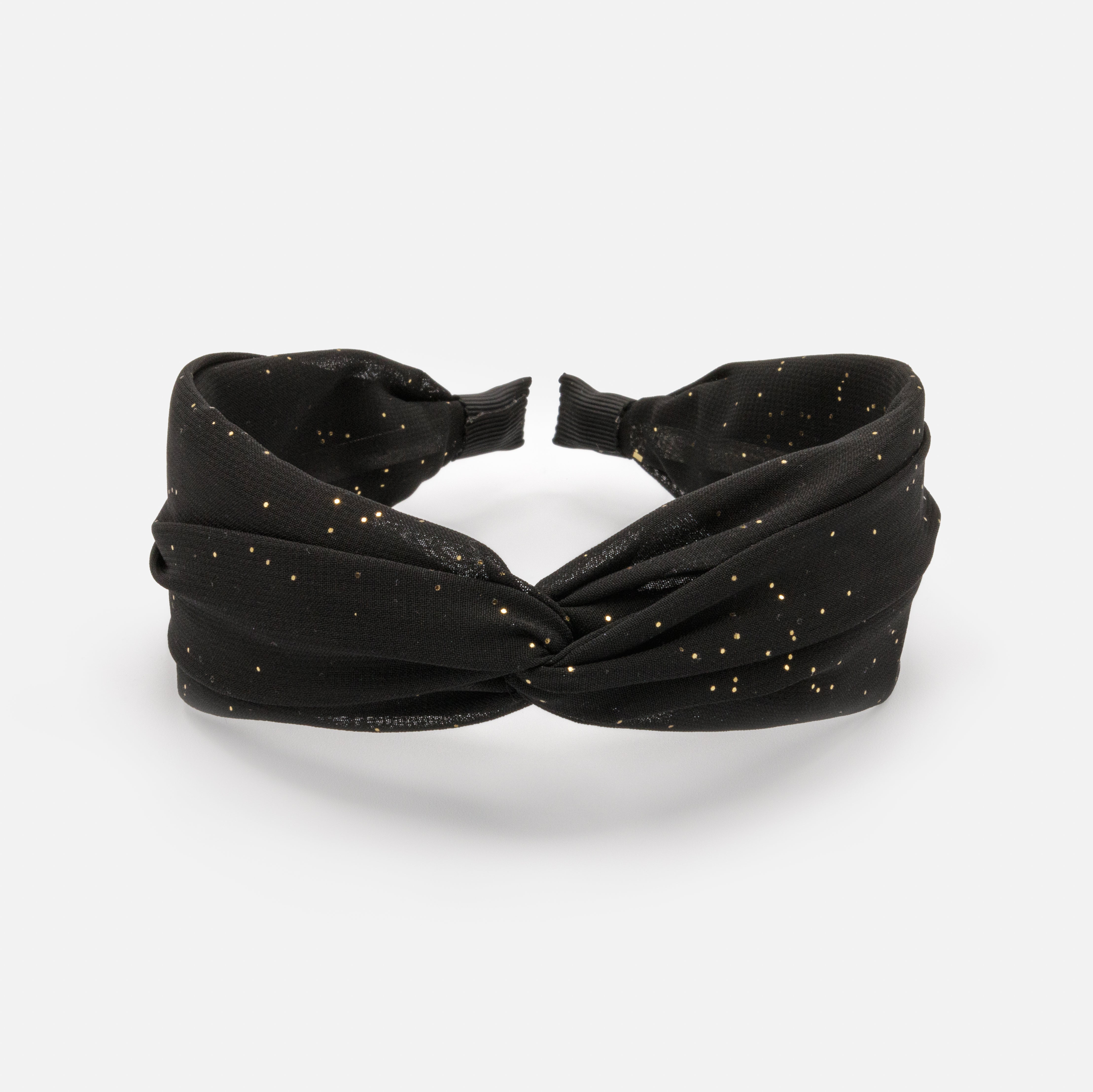 Bandeau noir avec boucle et confettis dorés