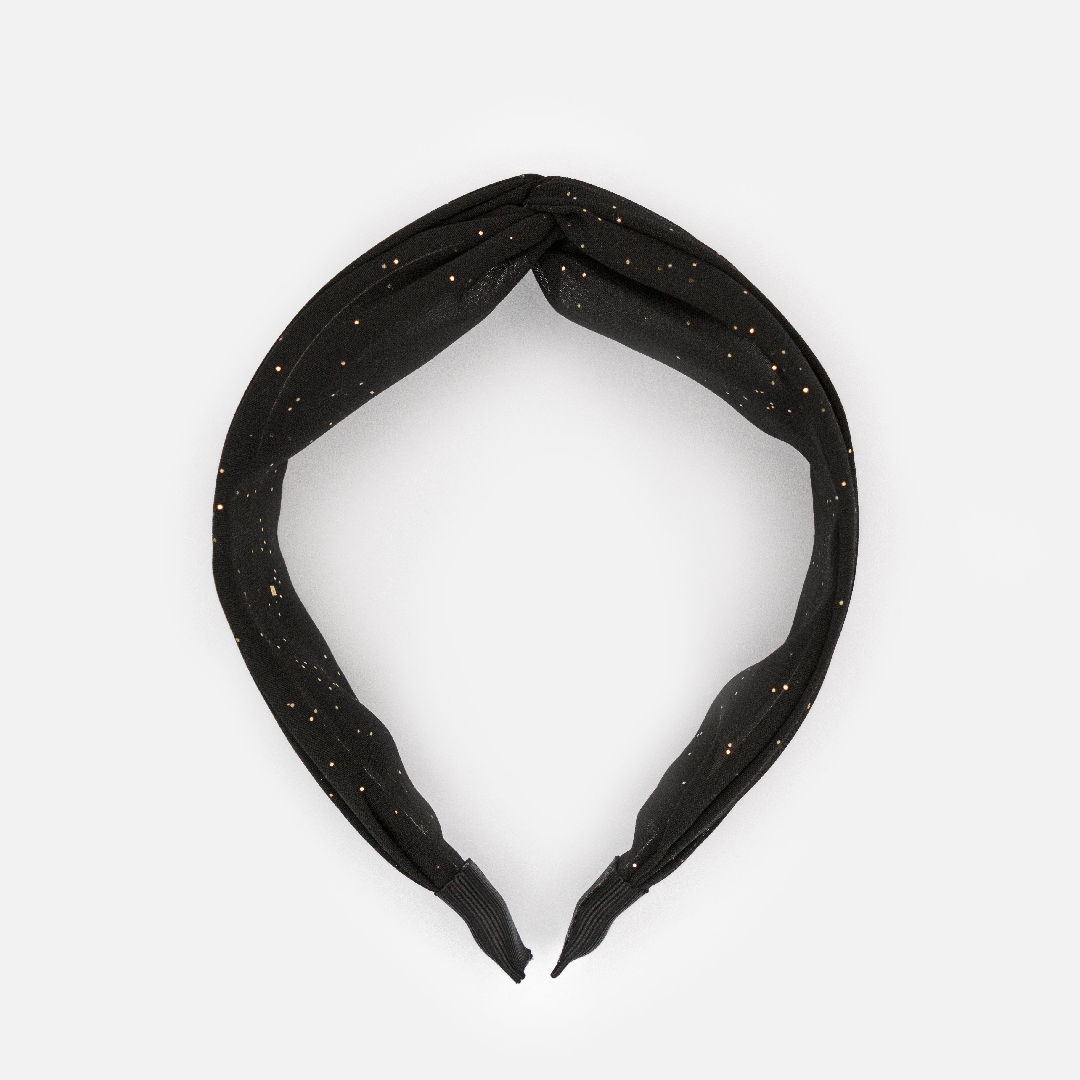 Bandeau noir avec boucle et confettis dorés