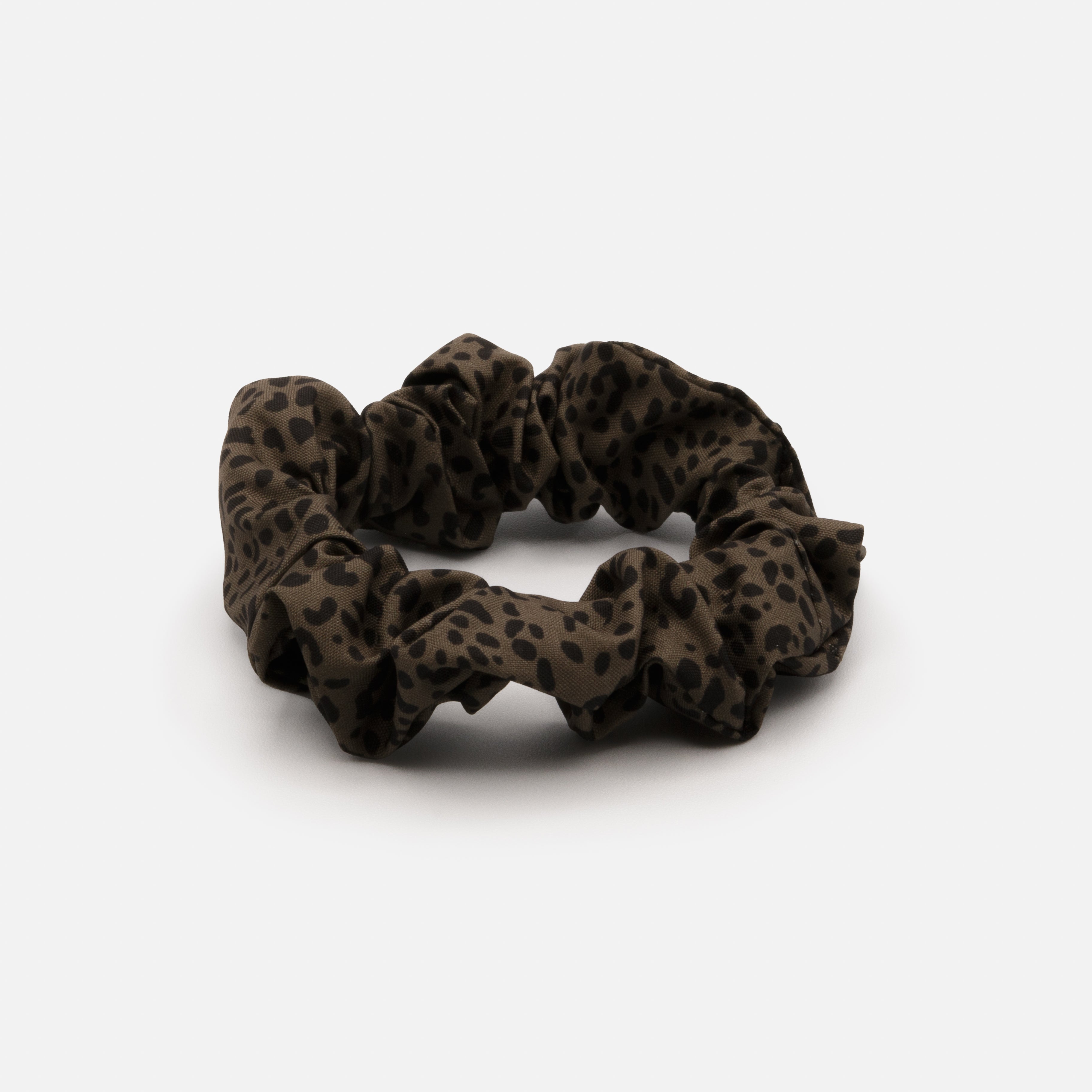 Trio of black, ivory and leopard scrunchies