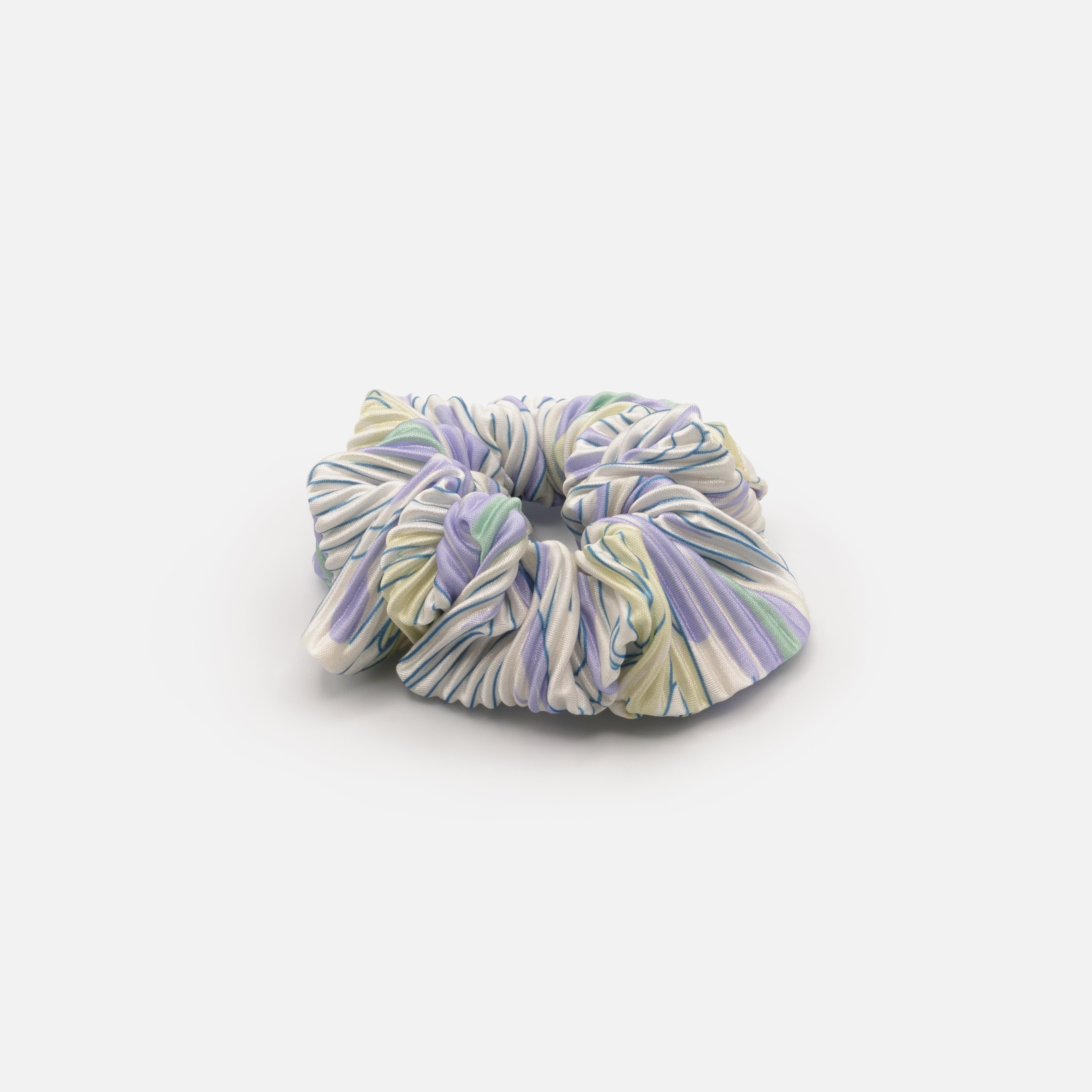 Purple and yellow striped scrunchie