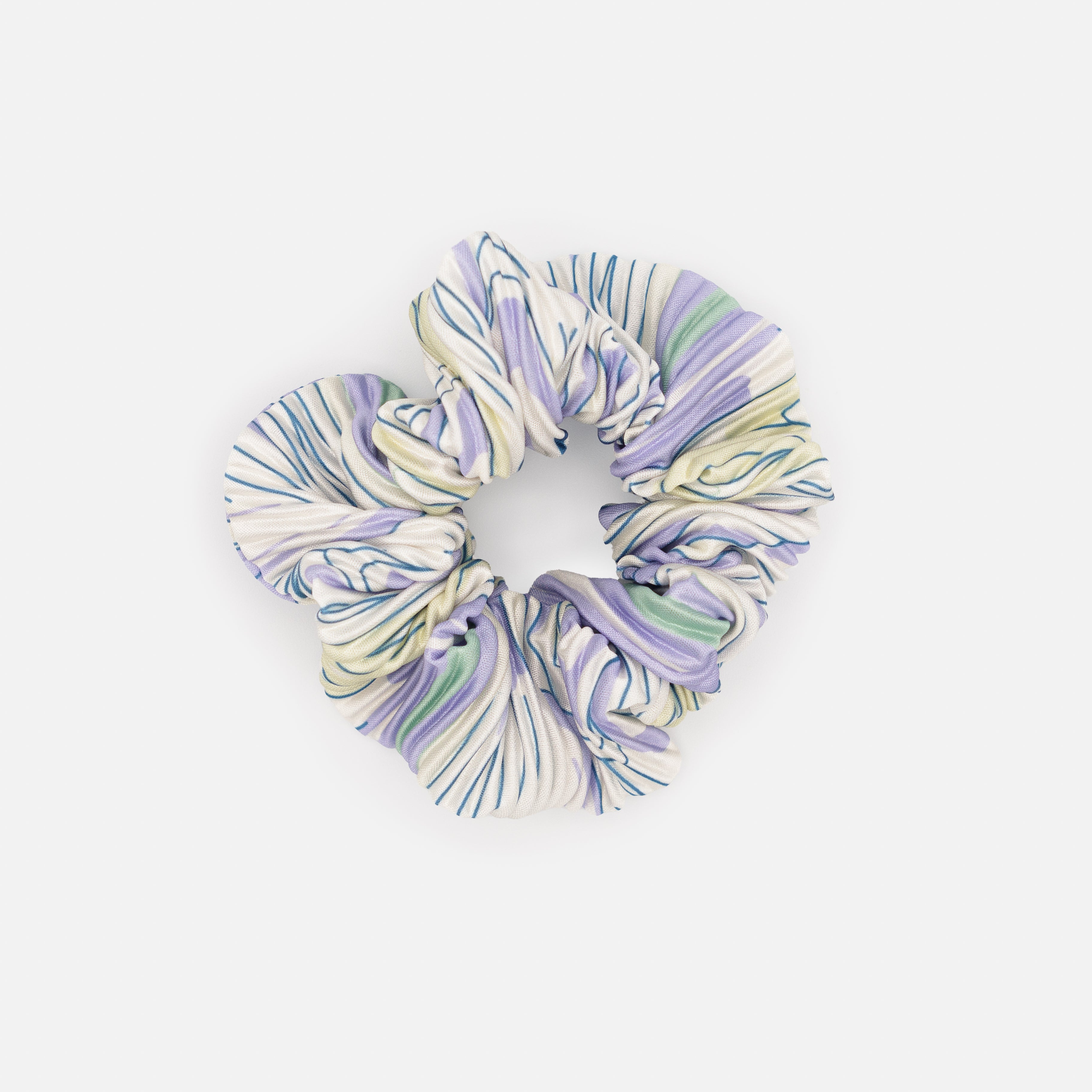 Purple and yellow striped scrunchie