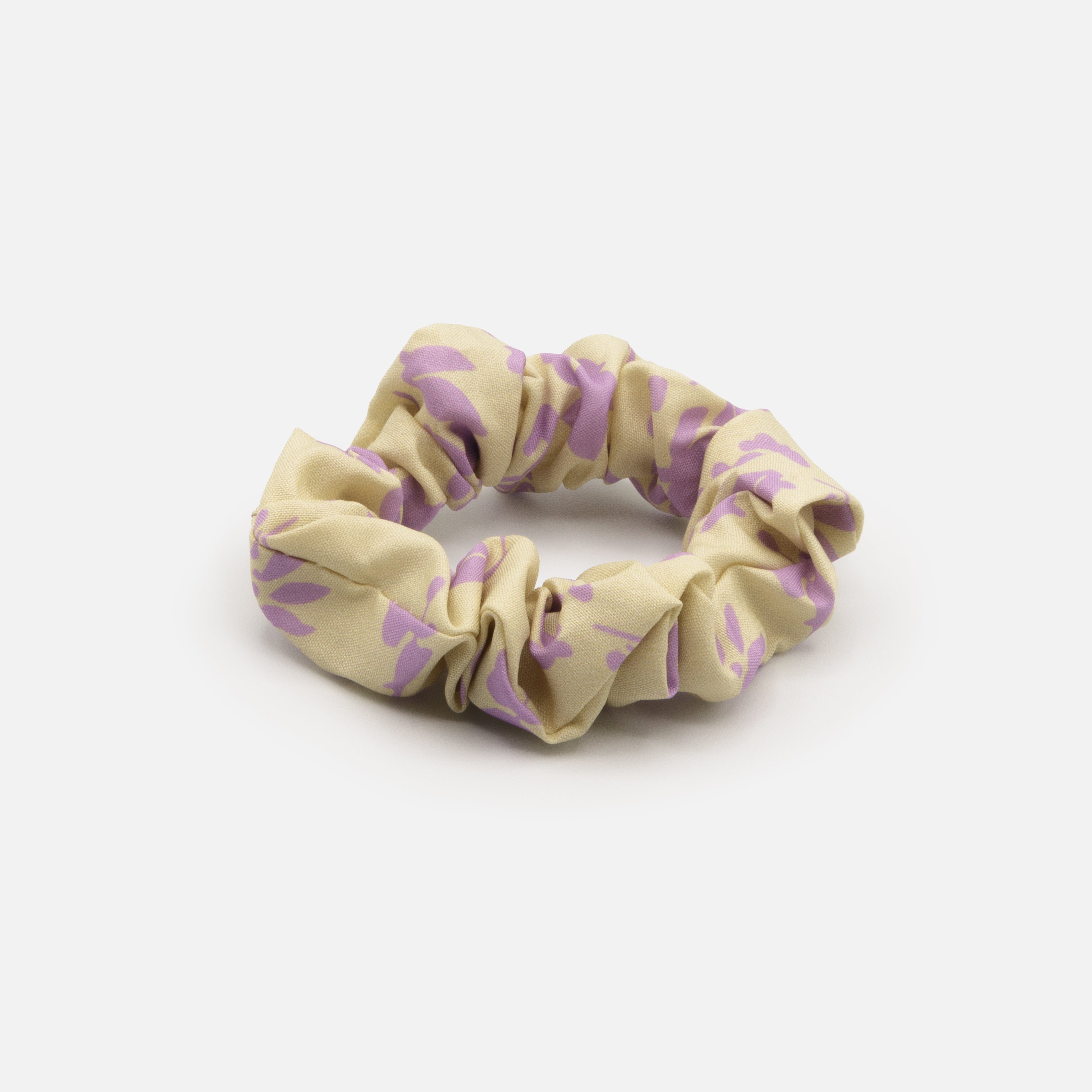 Trio of black, mauve and floral scrunchies