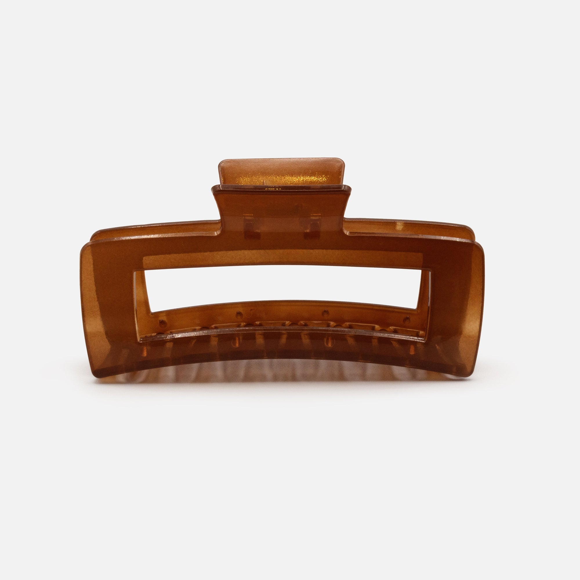 Large rectangular brown translucent plastic clip