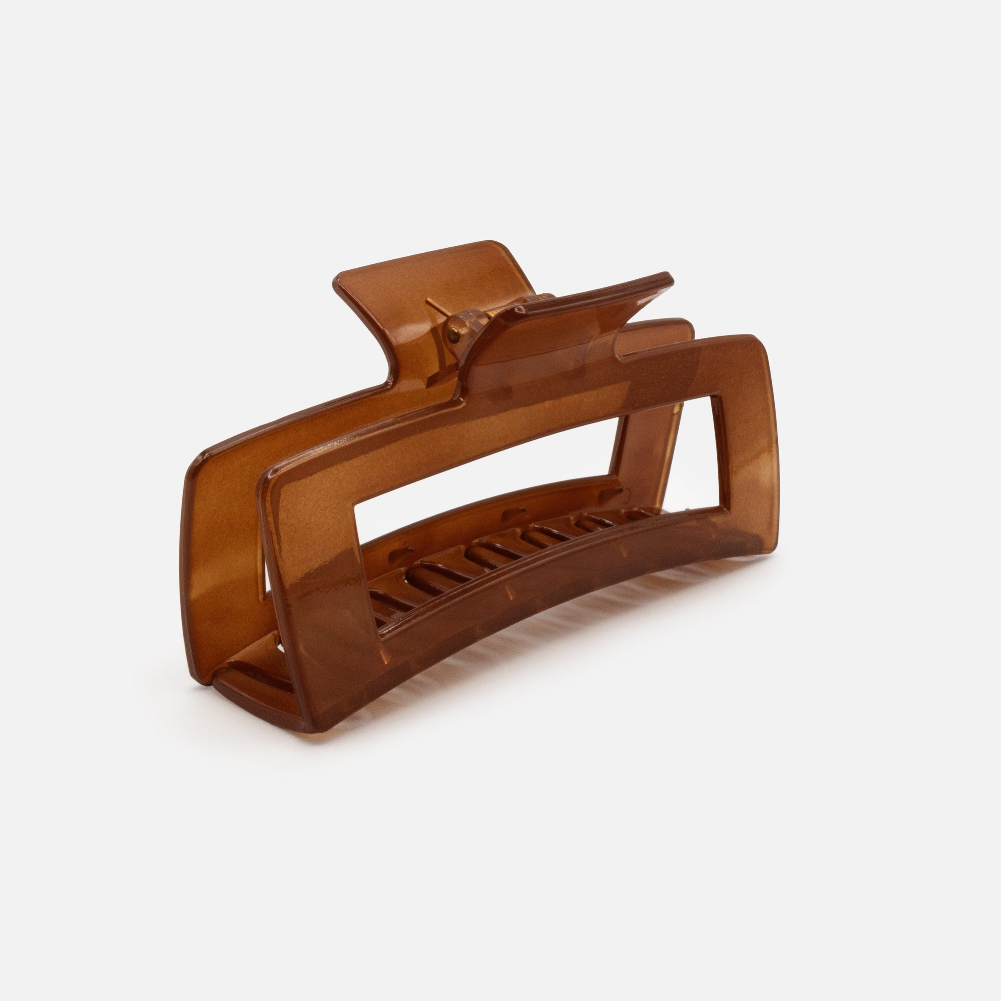 Large rectangular brown translucent plastic clip