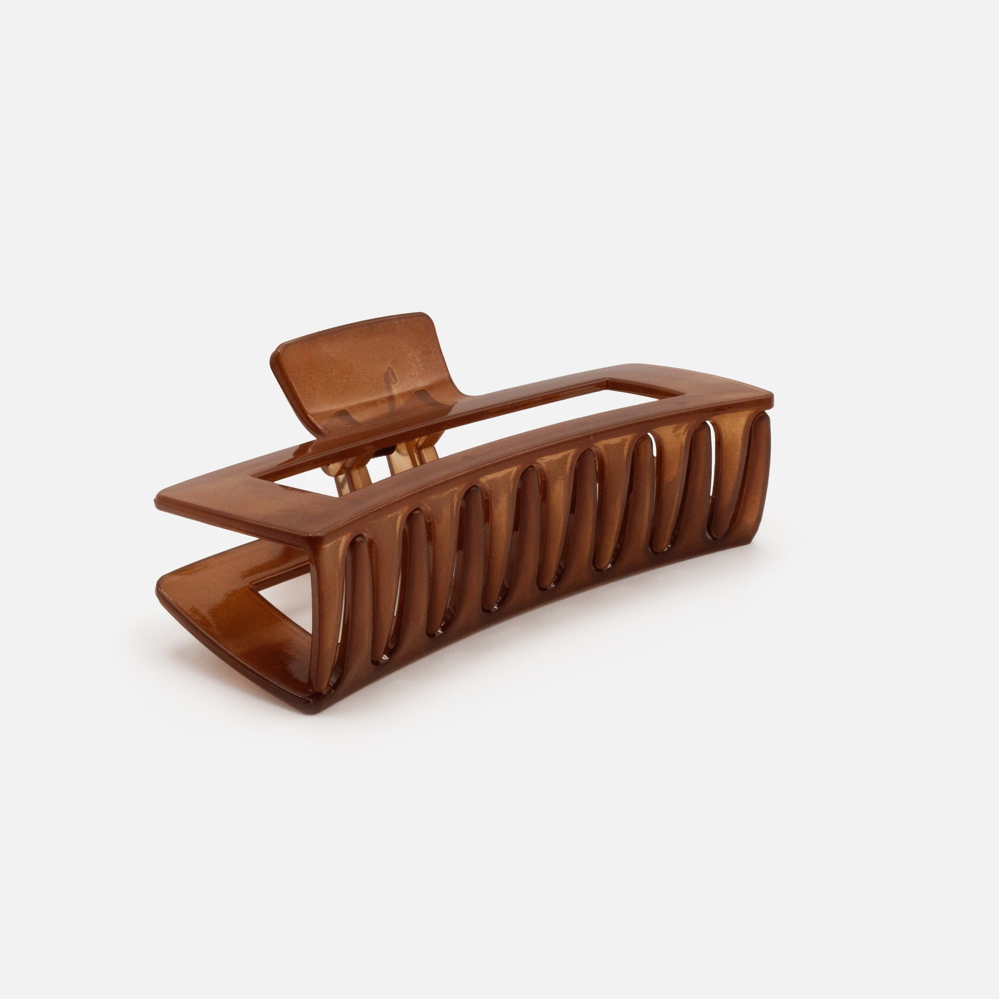 Large rectangular brown translucent plastic clip