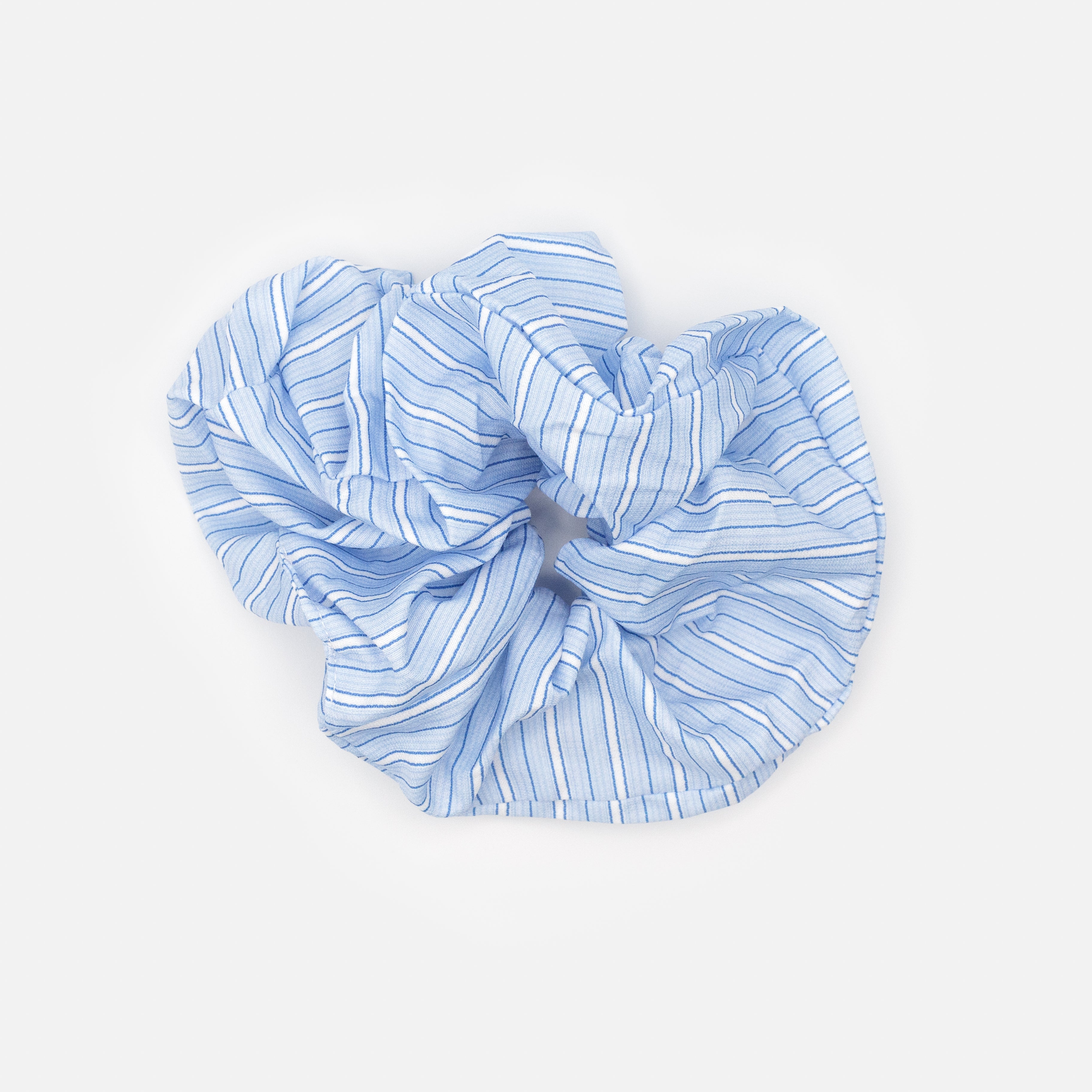 Large blue & white striped scrunchie
