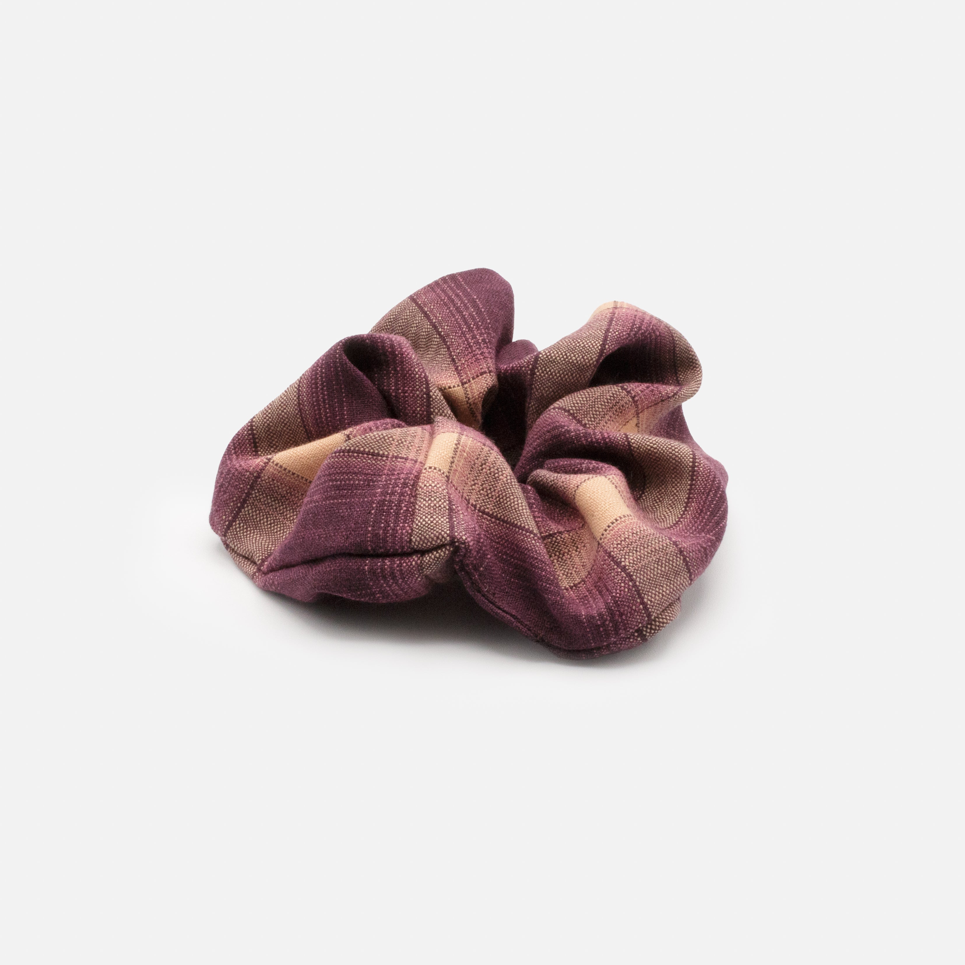 Plum & peach plaid scrunchie