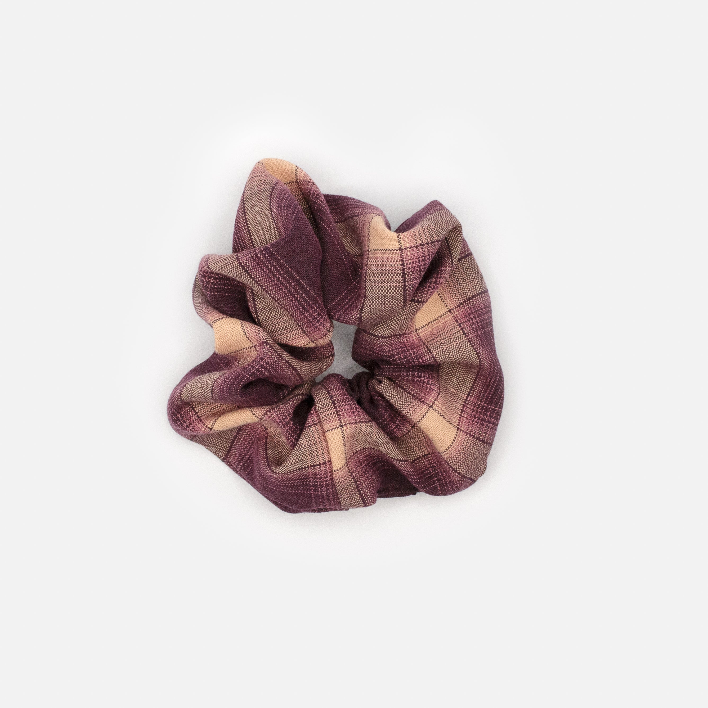 Plum & peach plaid scrunchie