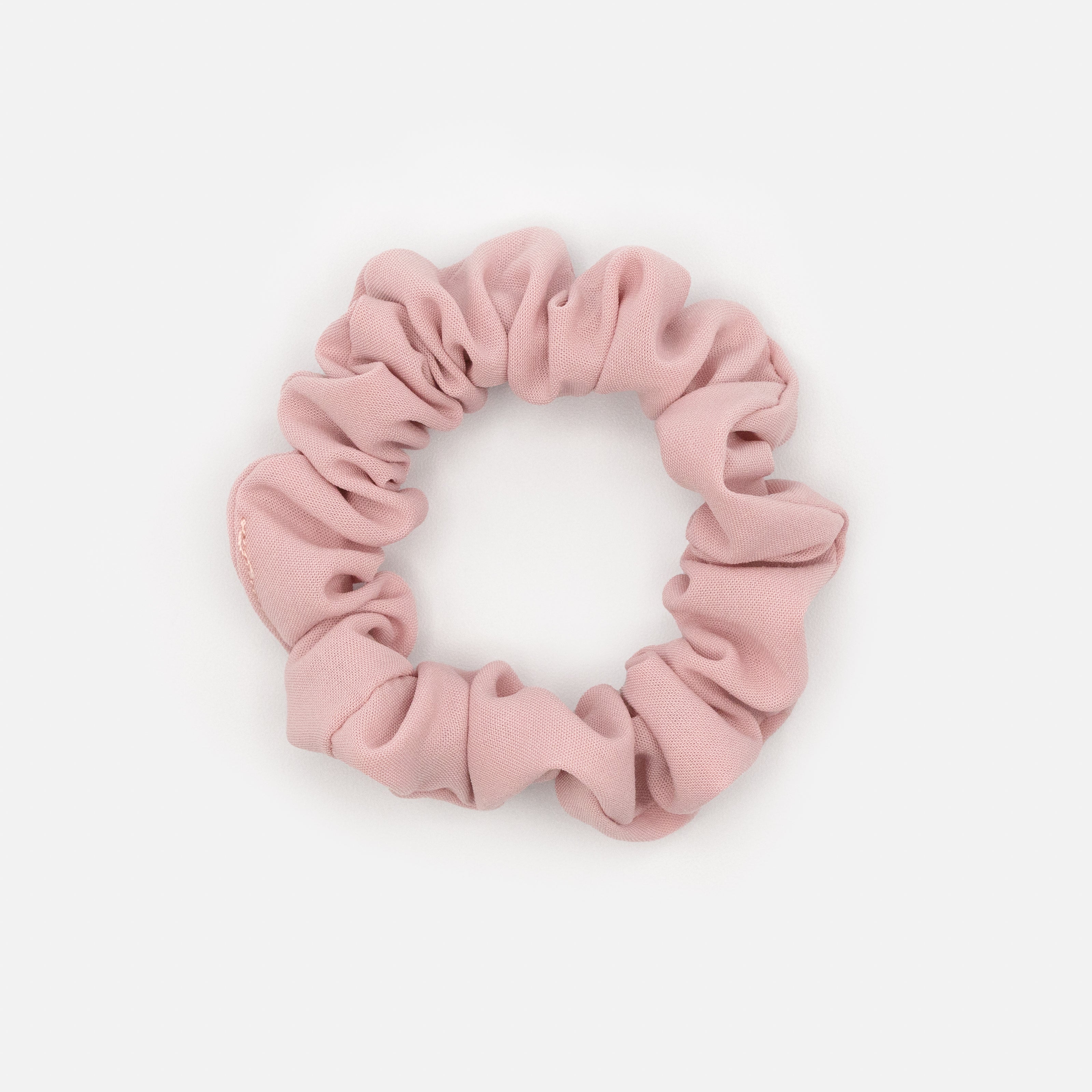 Trio of thin scrunchies in beige, old pink & yellow