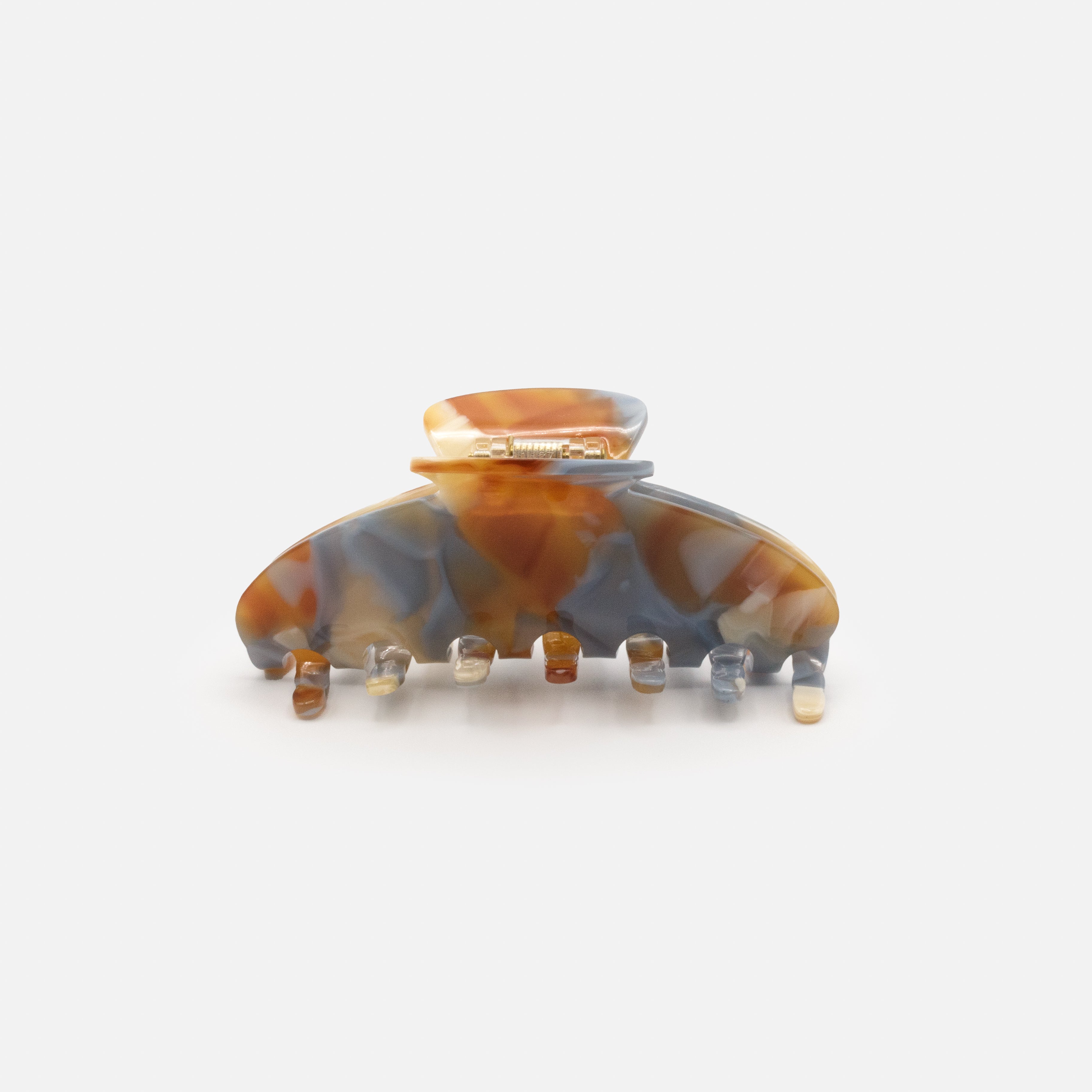 Pince bleu pâle, caramel & ivoire en plastique au fini lustré