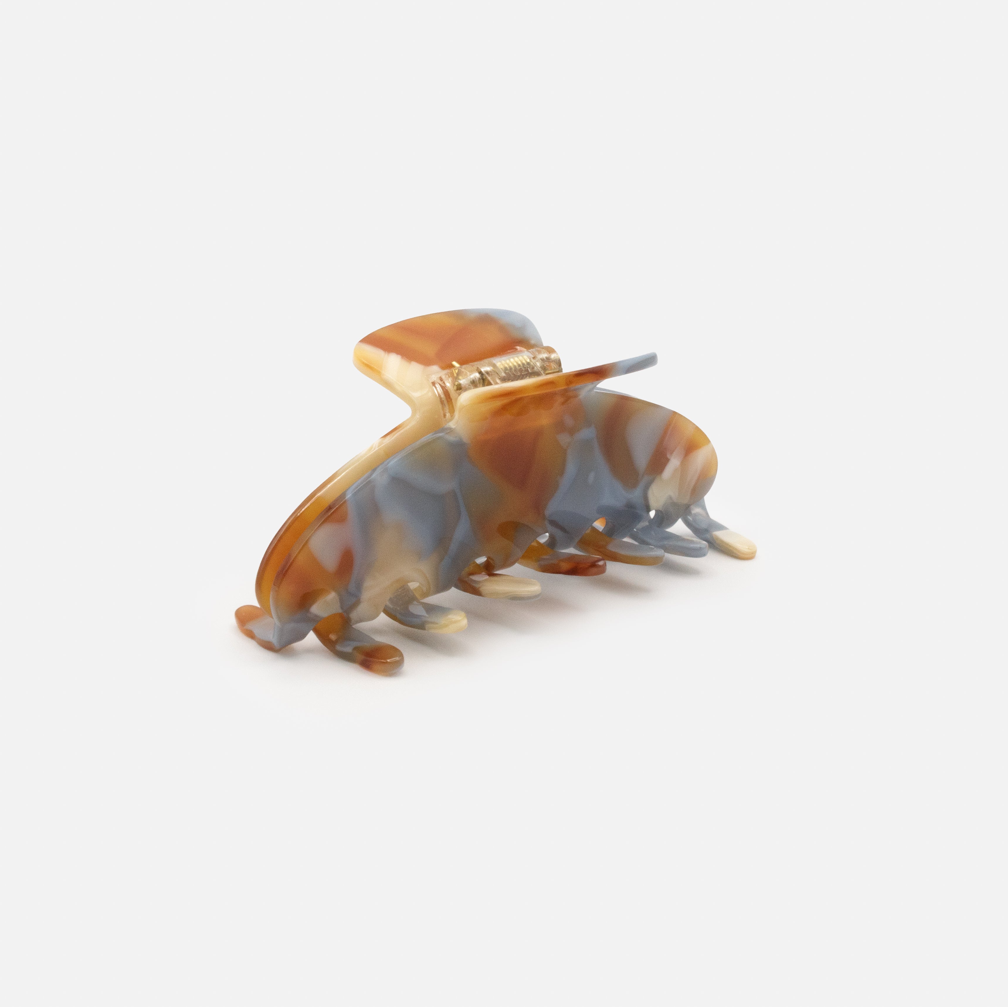 Pince bleu pâle, caramel & ivoire en plastique au fini lustré