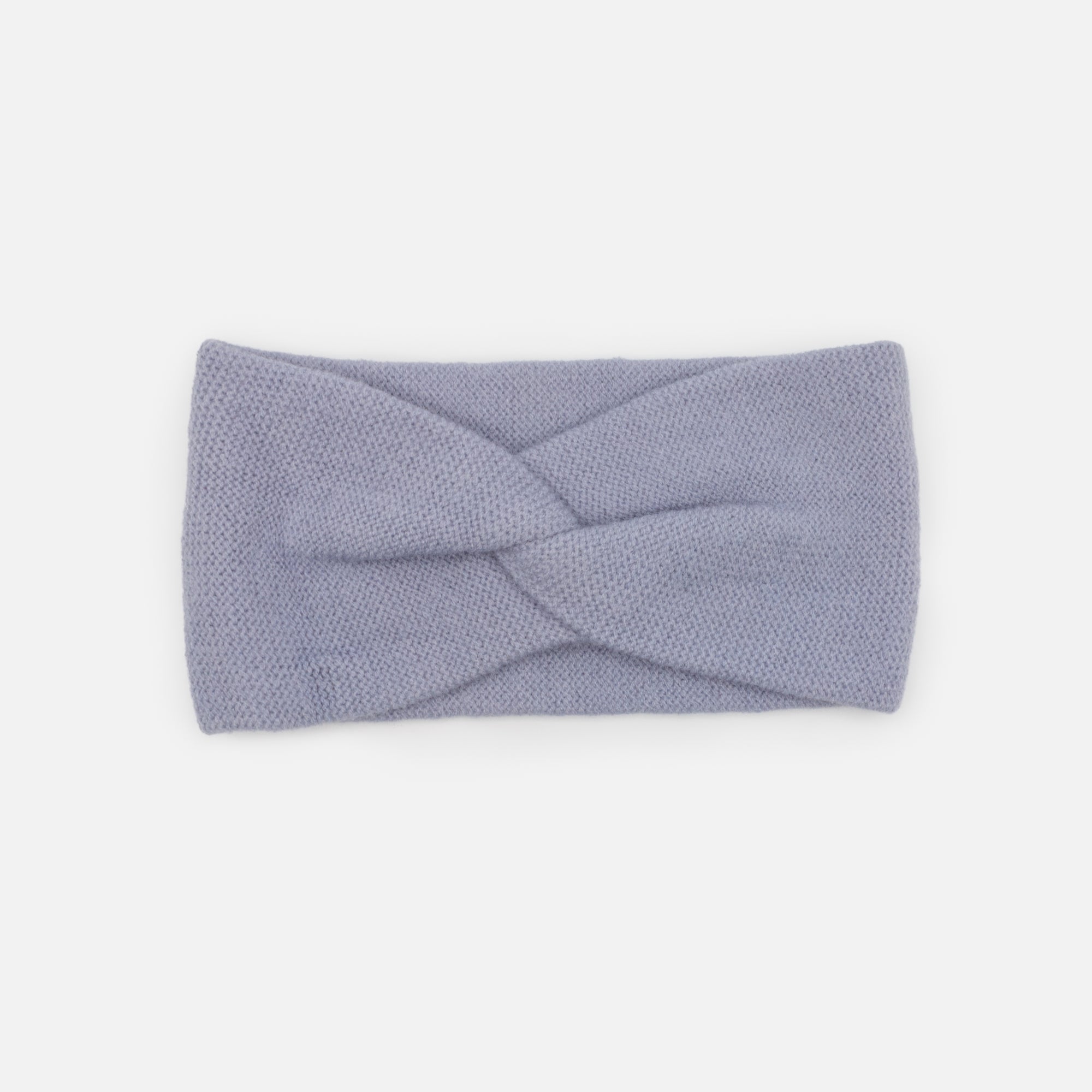 Bandeau bleu poudre en tricot à petites mailles avec boucle