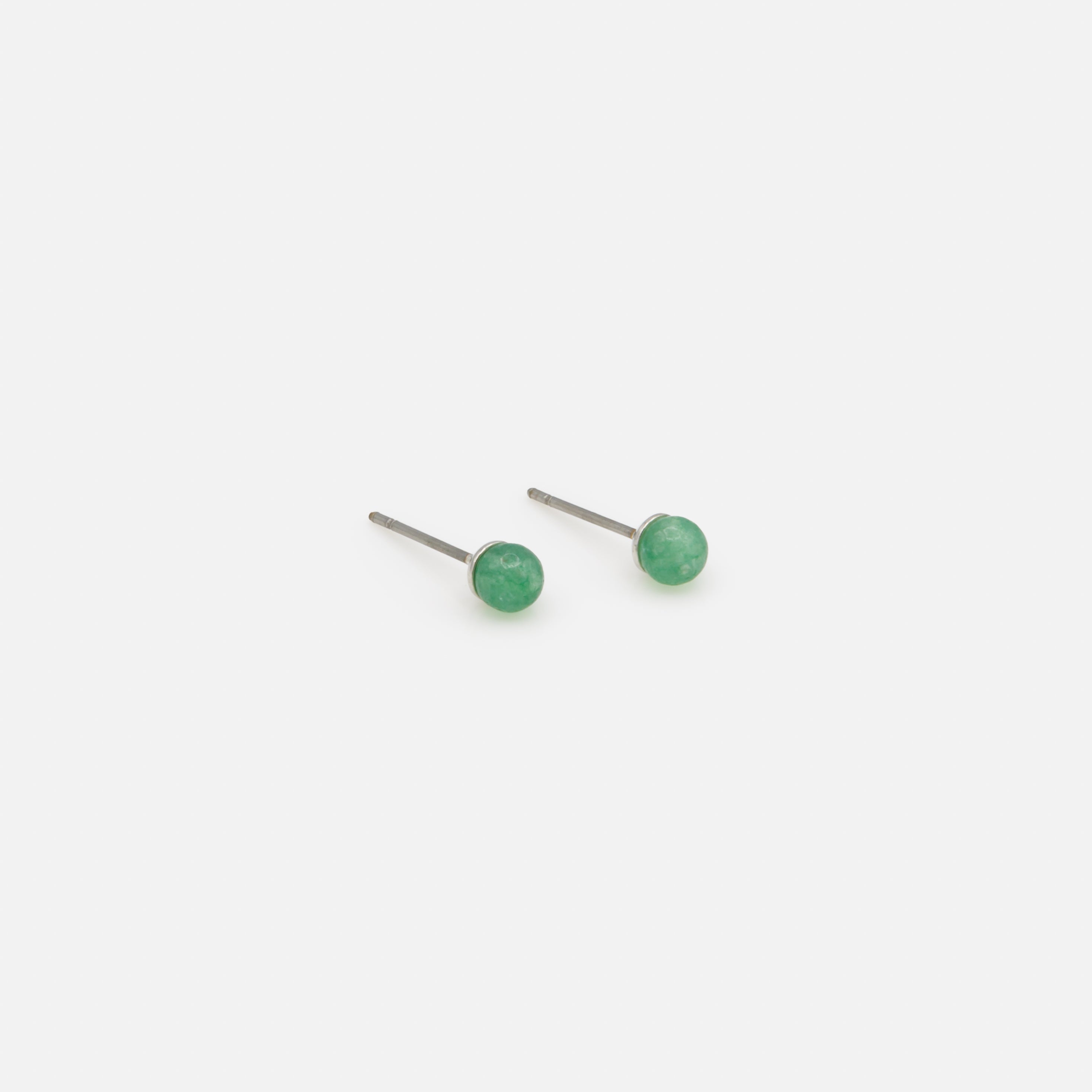 Boucles d'oreilles fixes argentées pierre ronde turquoise
