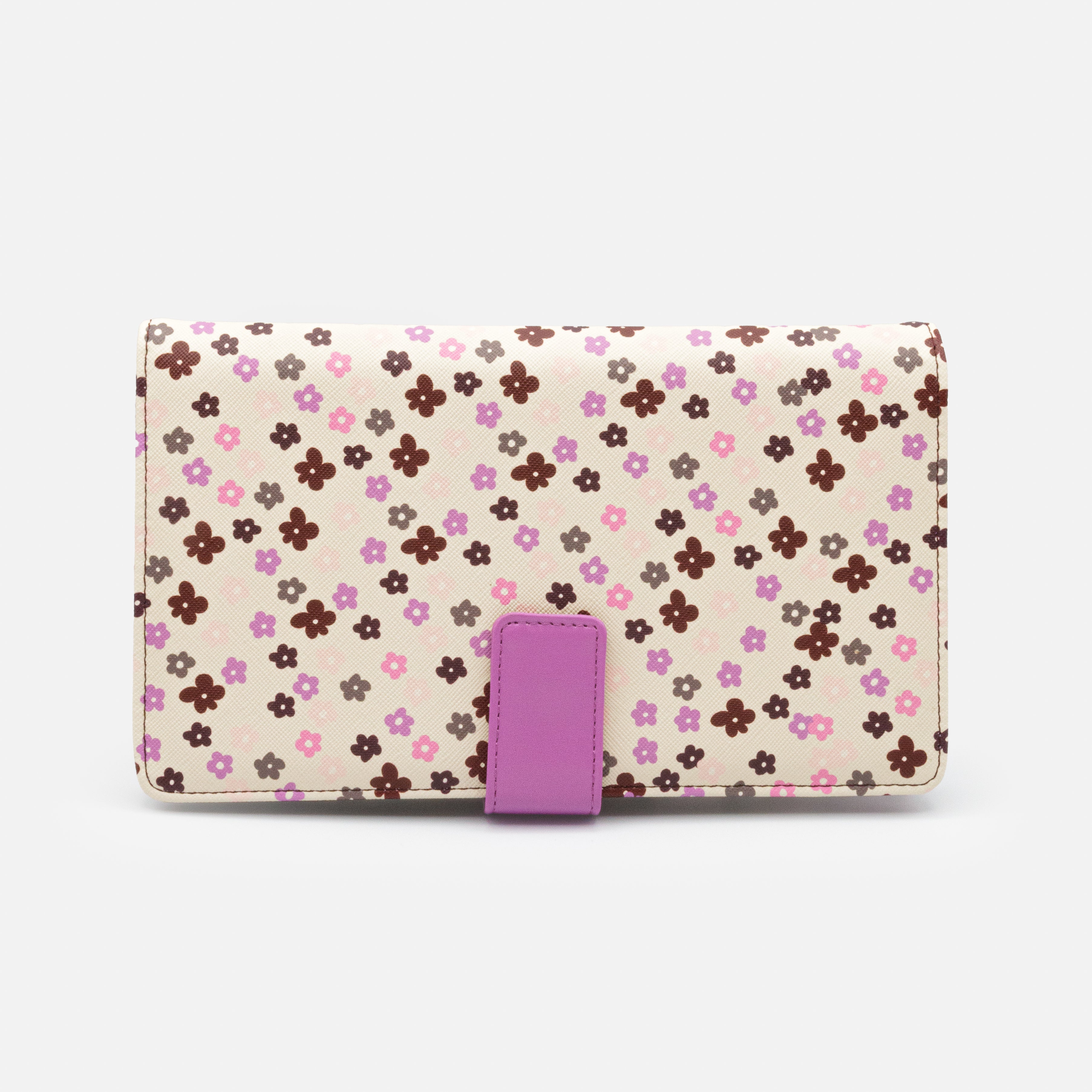 Purple and Pink Floral Print Travel Document Organizer