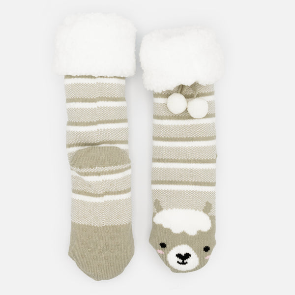 Load image into Gallery viewer, Llama slippers with pom poms