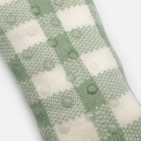 Charger l'image dans la galerie, Bas pantoufles à carreaux verts et blancs avec sapin