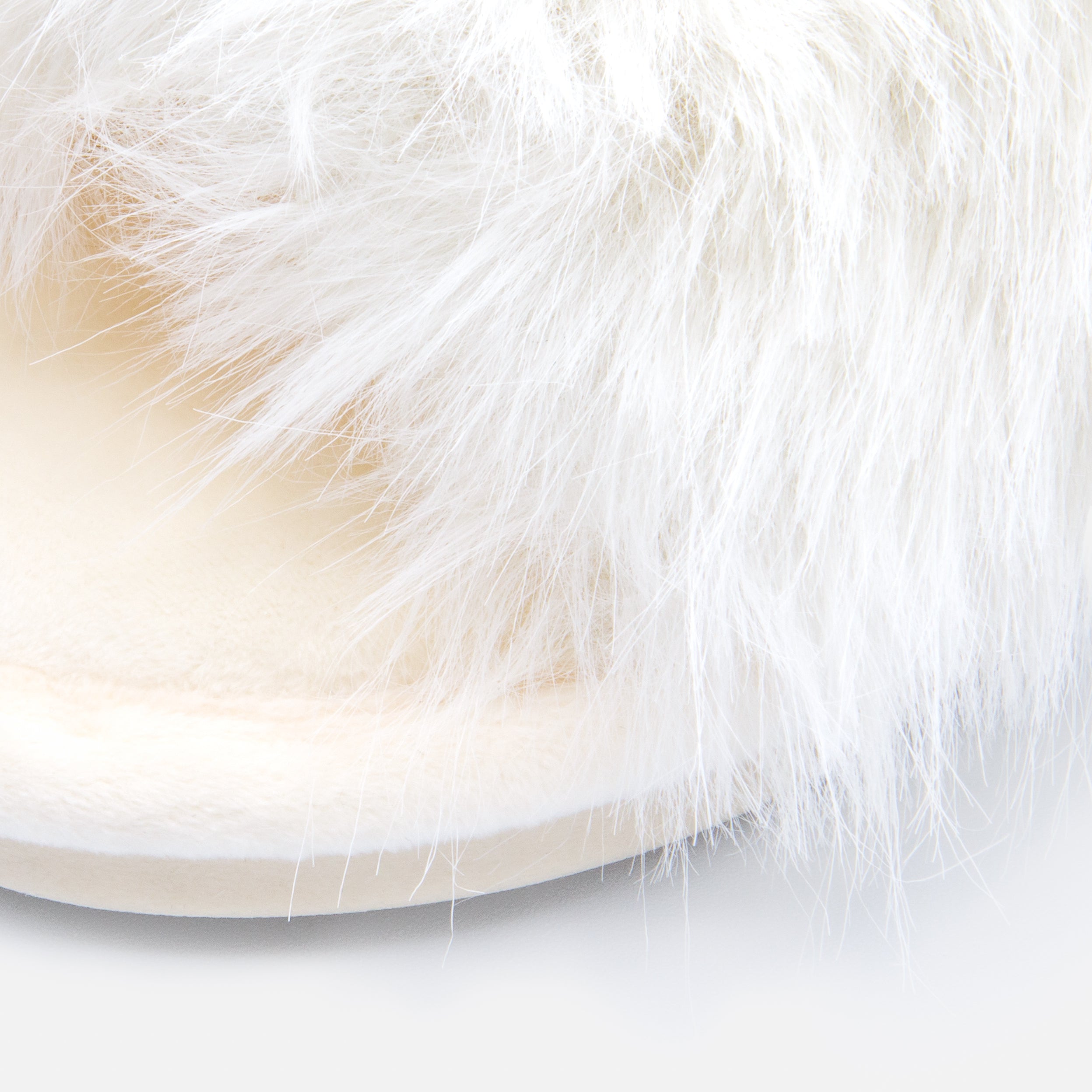 Ivory faux fur slippers
