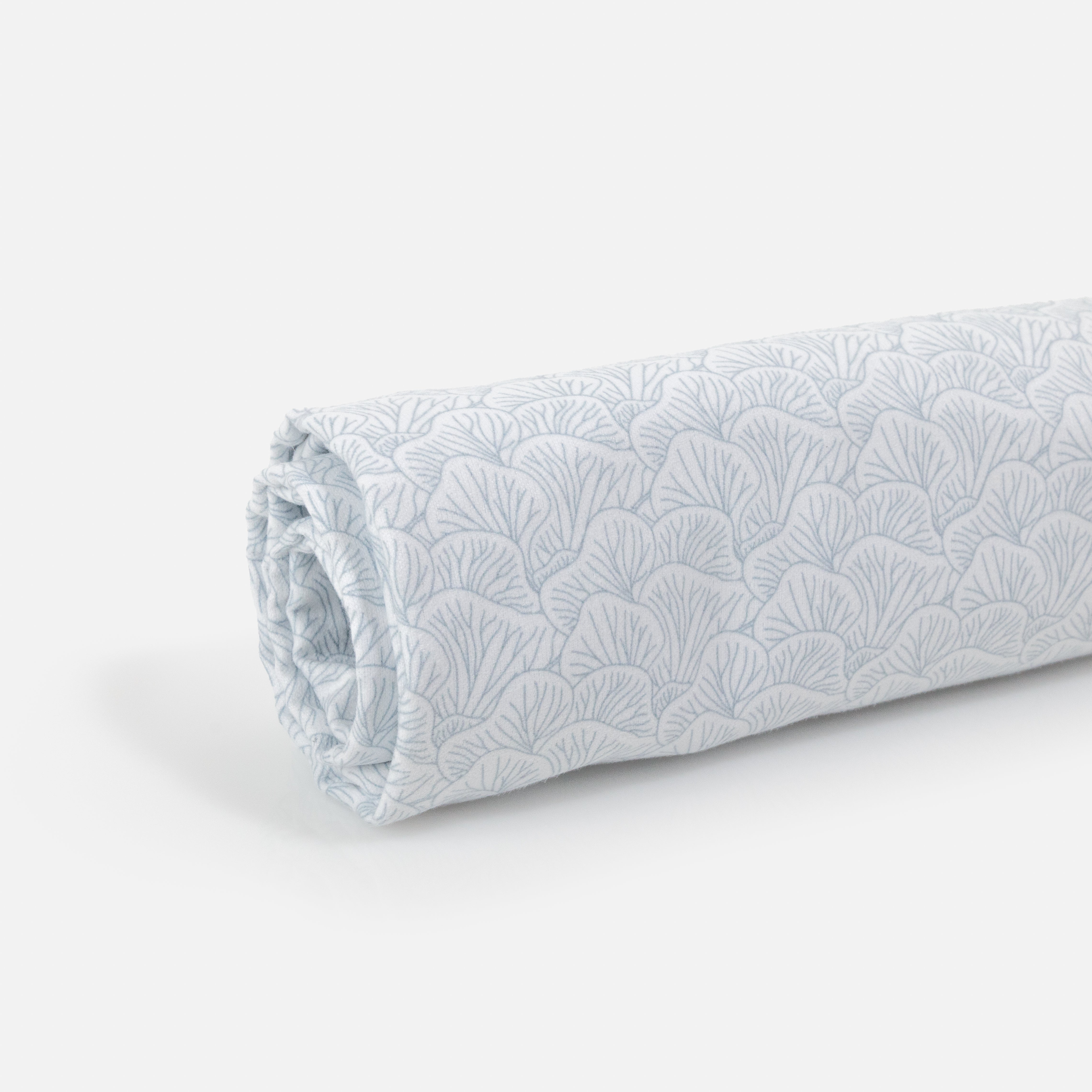 Pale blue microfiber towel with coral print