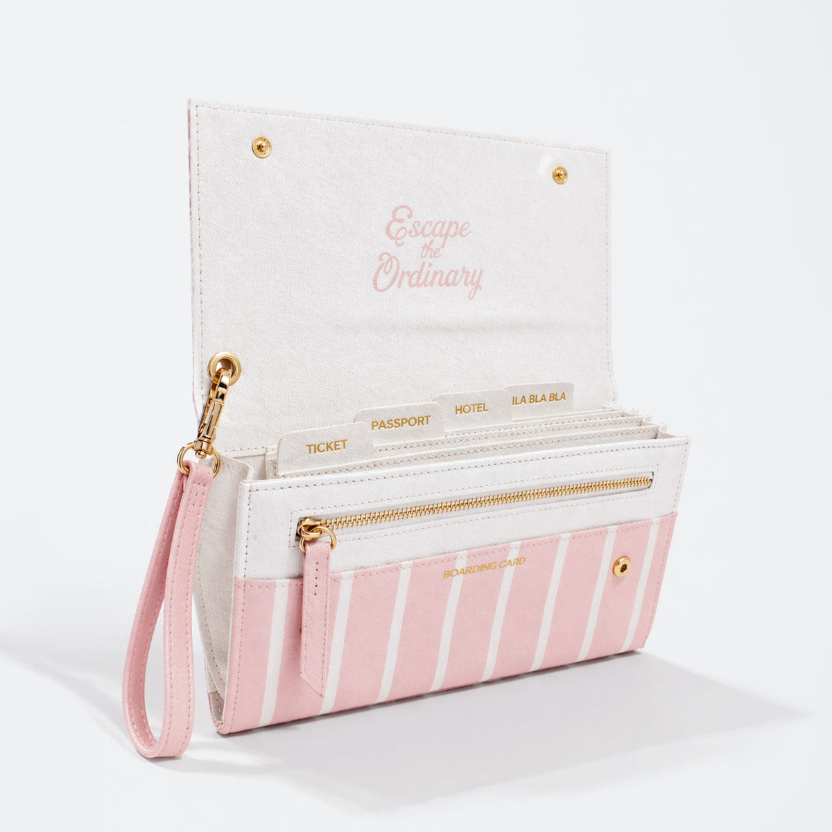 Shell print travel wallet with wrist strap