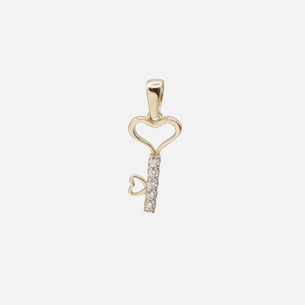 Load image into Gallery viewer, Key of the Heart Charm with Cubic Zirconia in 10k Gold
