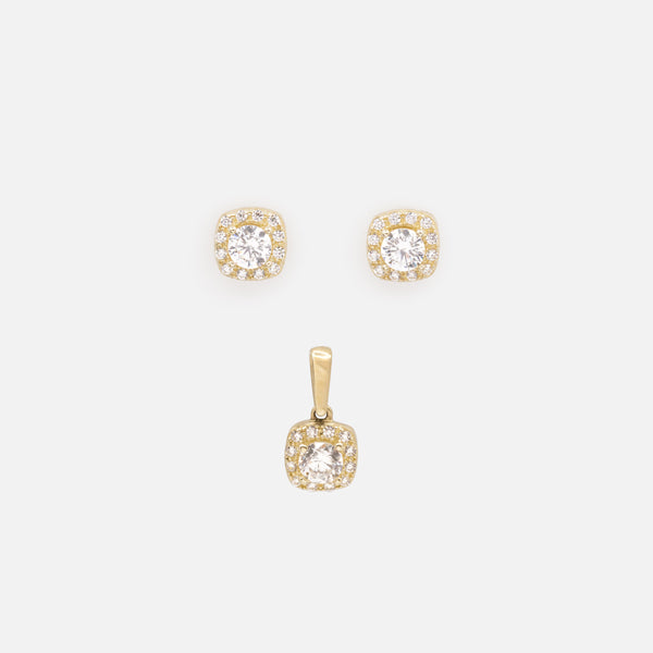 Load image into Gallery viewer, 10k Gold Cubic Zirconia Earrings and Charm Set