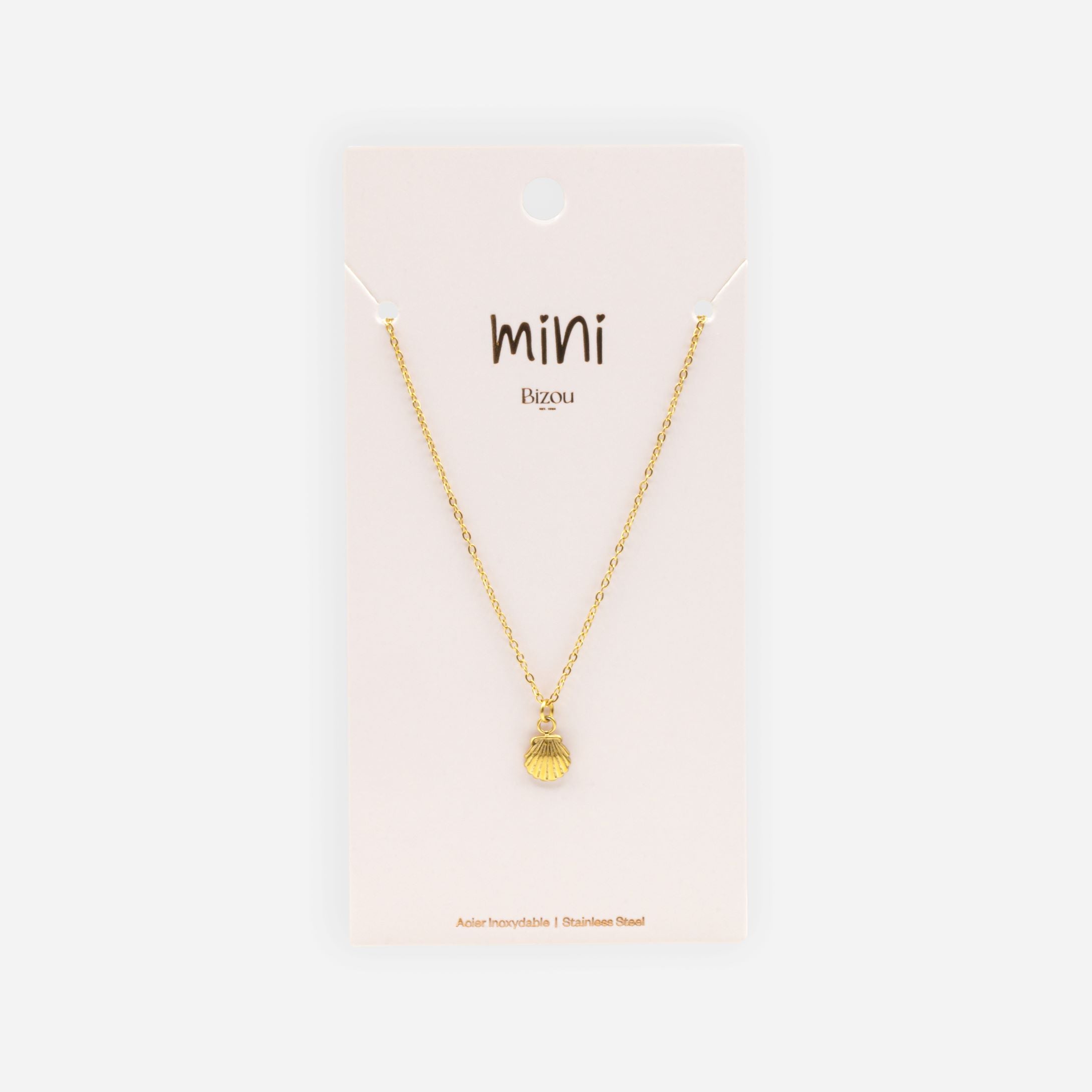 Mini collier doré breloque coquillage en acier inoxydable