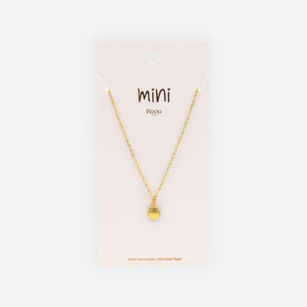 Charger l'image dans la galerie, Mini collier doré breloque coquillage en acier inoxydable