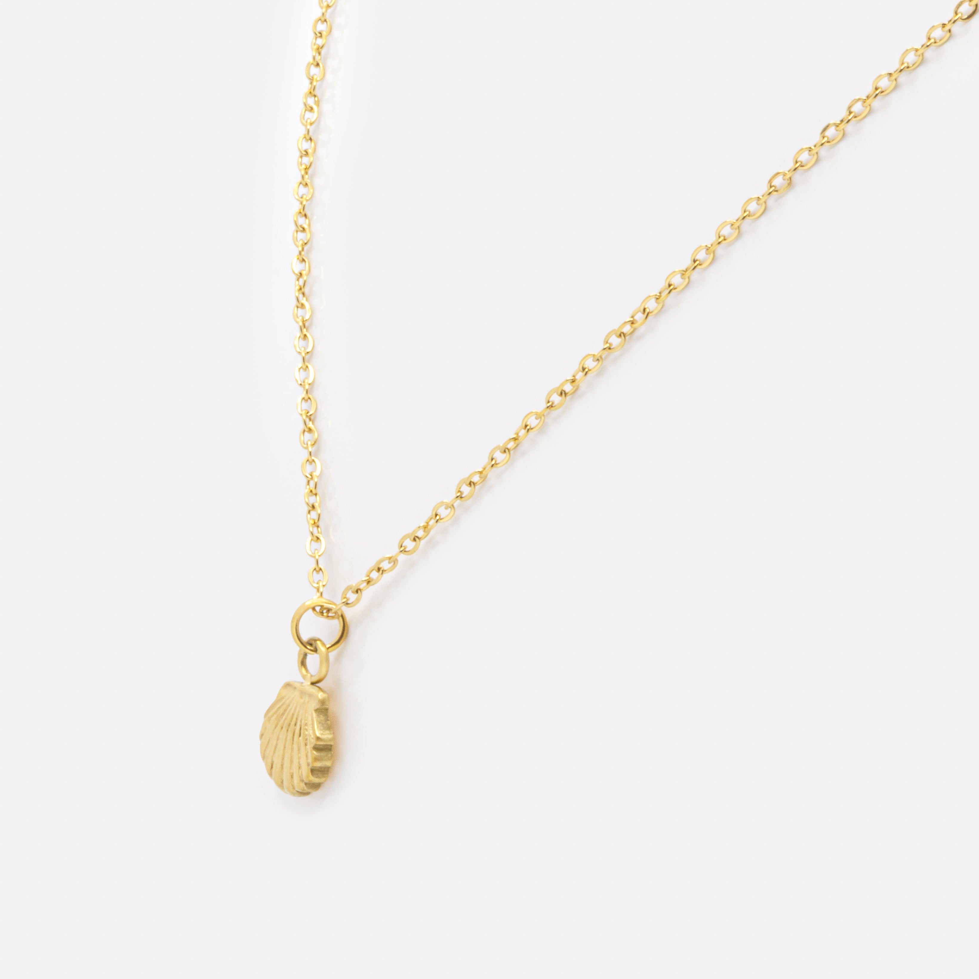 Mini collier doré breloque coquillage en acier inoxydable