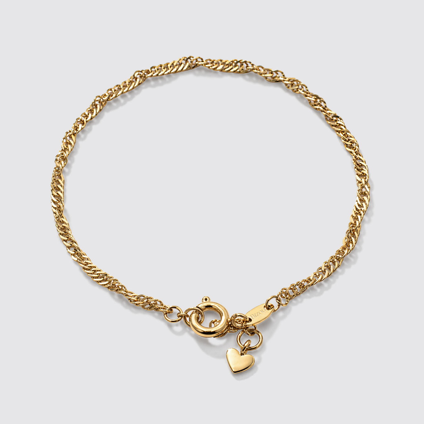 Mini bracelet chaîne Singapour doré en acier inoxydable