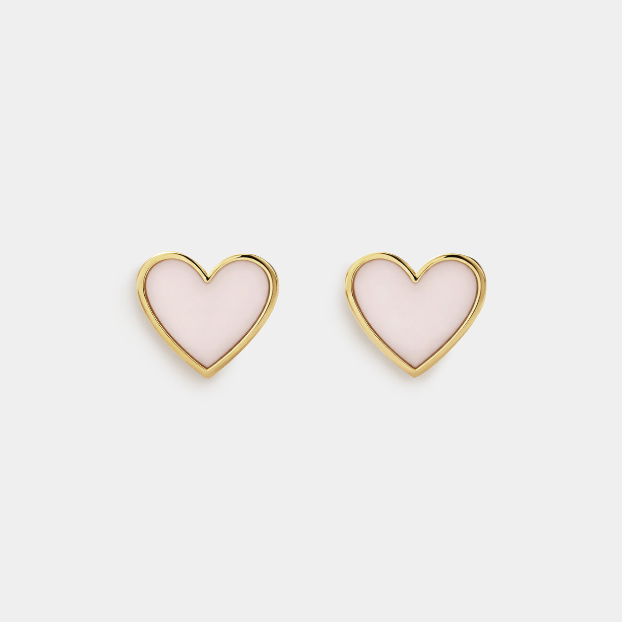 Mini boucles d'oreilles dorées coeurs rose pâle en acier inoxydable