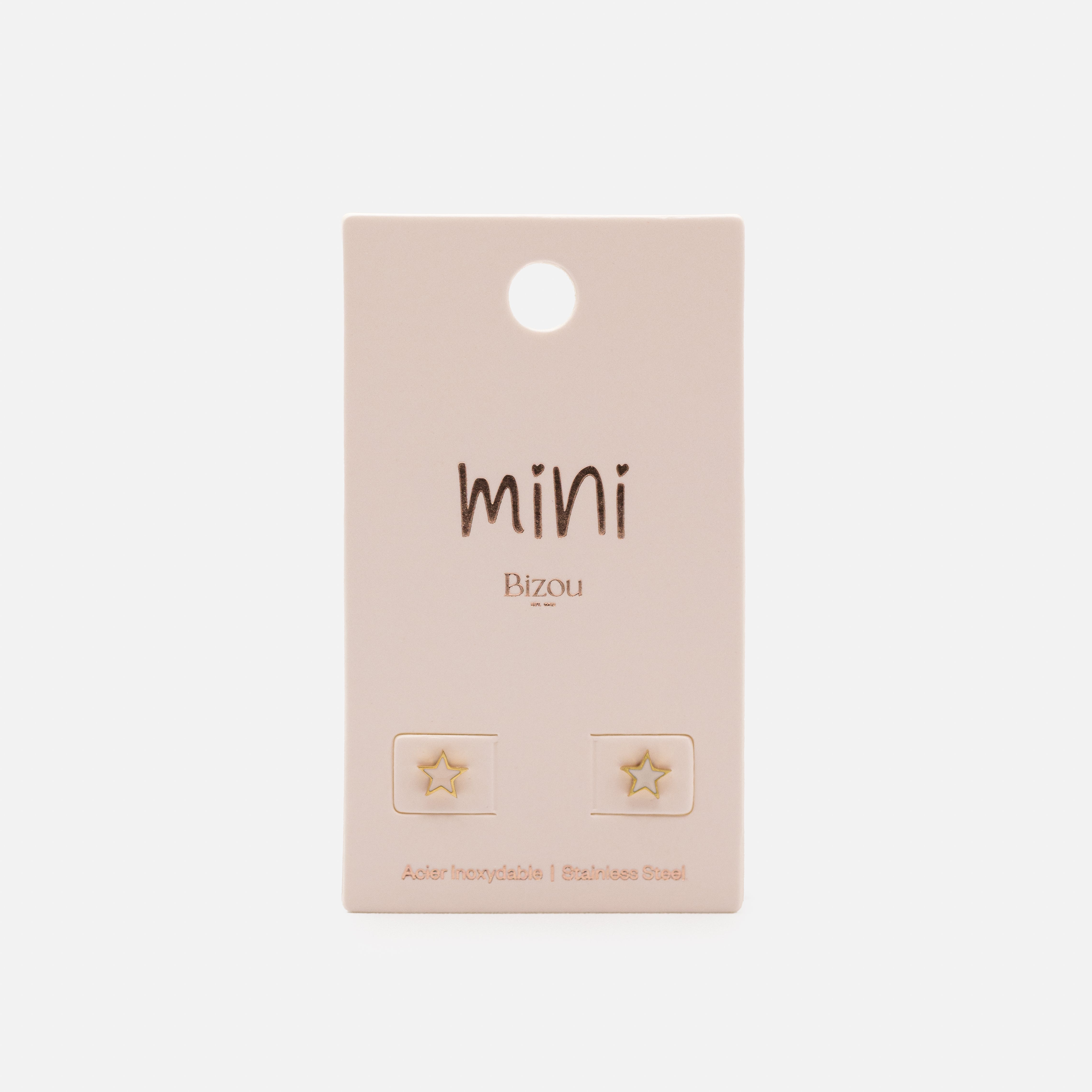 Mini boucles d'oreilles dorées étoiles rose pâle en acier inoxydable