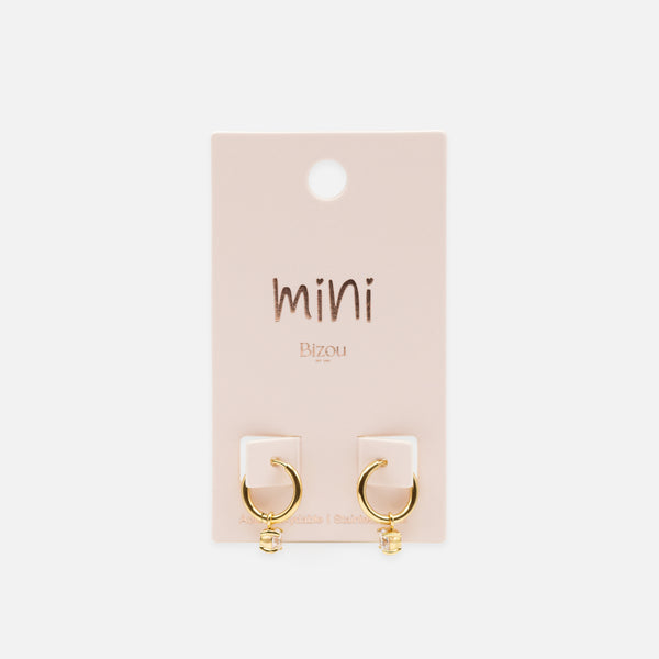 Charger l'image dans la galerie, Mini boucles d'oreilles huggies dorées avec zircon cubique 4 mm amovible en acier inoxydable