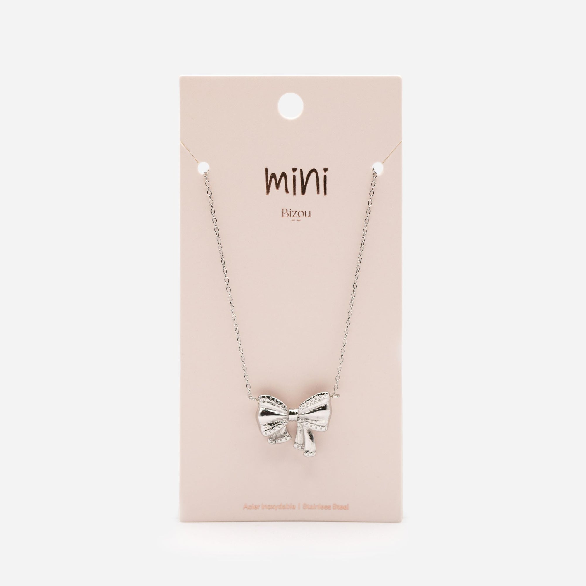 Mini collier argenté breloque boucle surdimensionnée en acier inoxydable