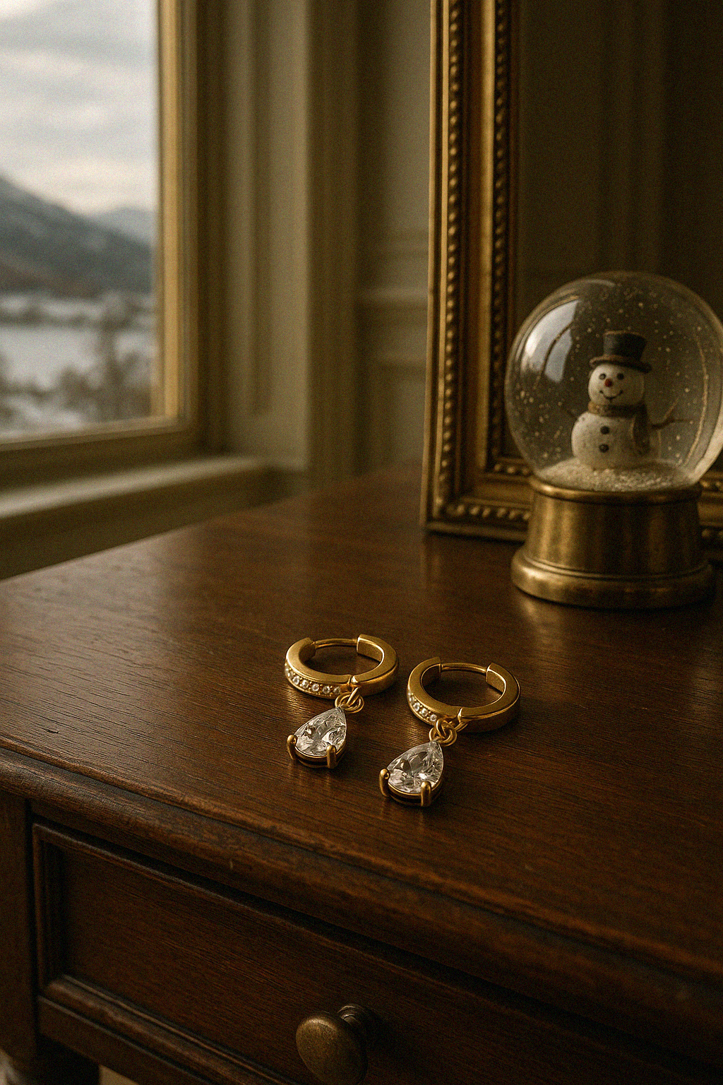 Mini boucles d'oreilles huggies dorées en acier inoxydable & zircon cubique