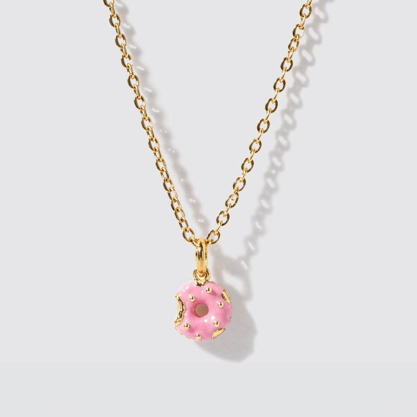 Mini collier doré à pendentif donut en acier inoxydable