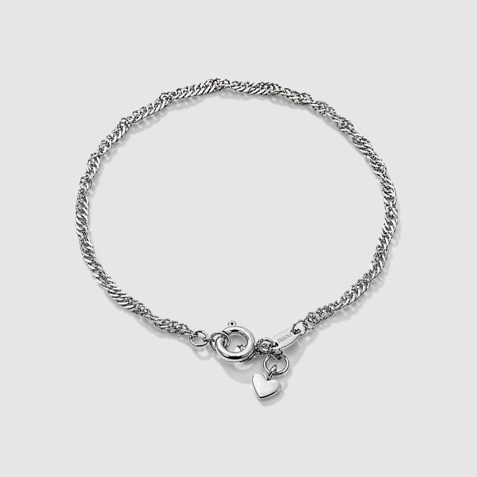 Mini bracelet chaîne Singapour argenté en acier inoxydable