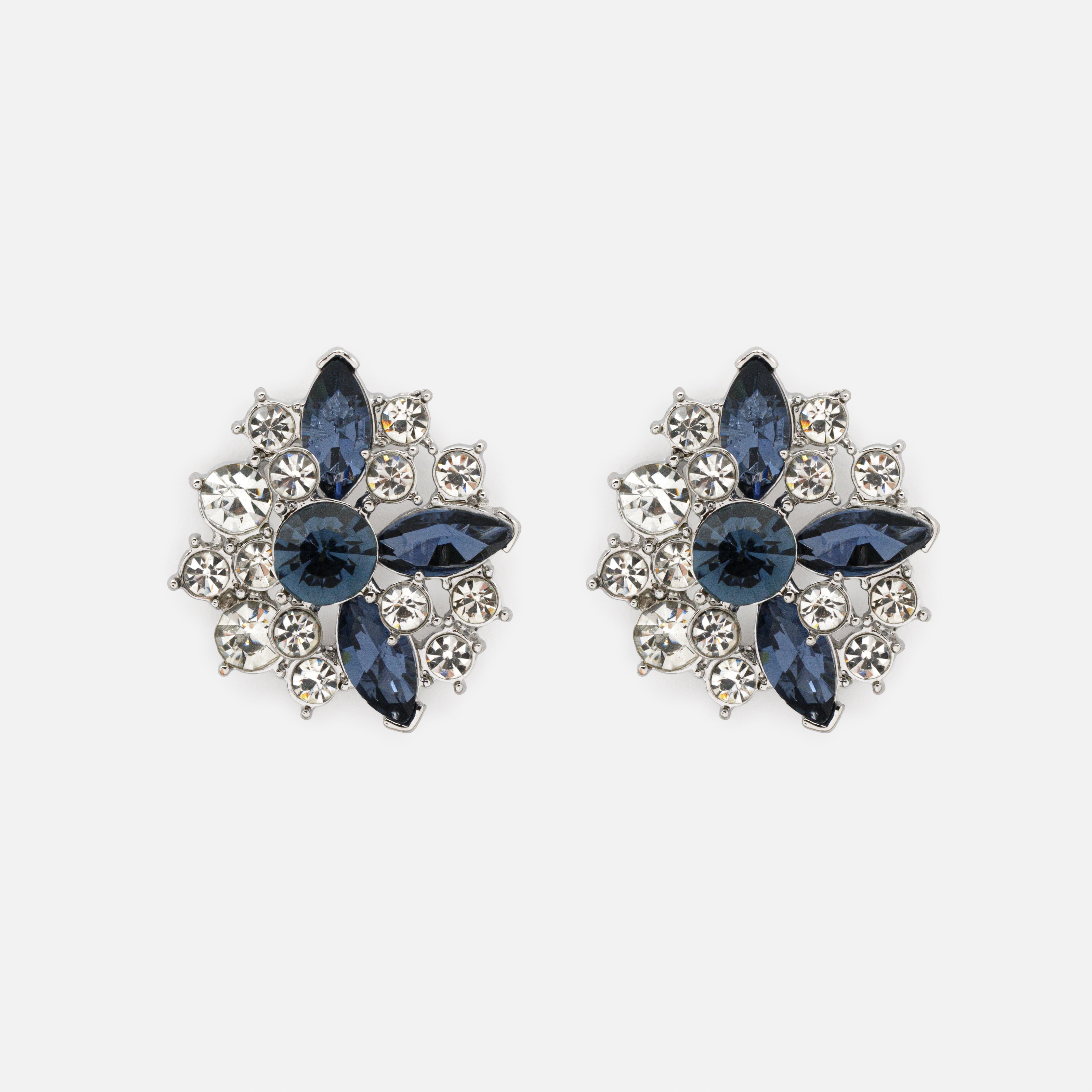 Boucles d'oreilles argentées et marine