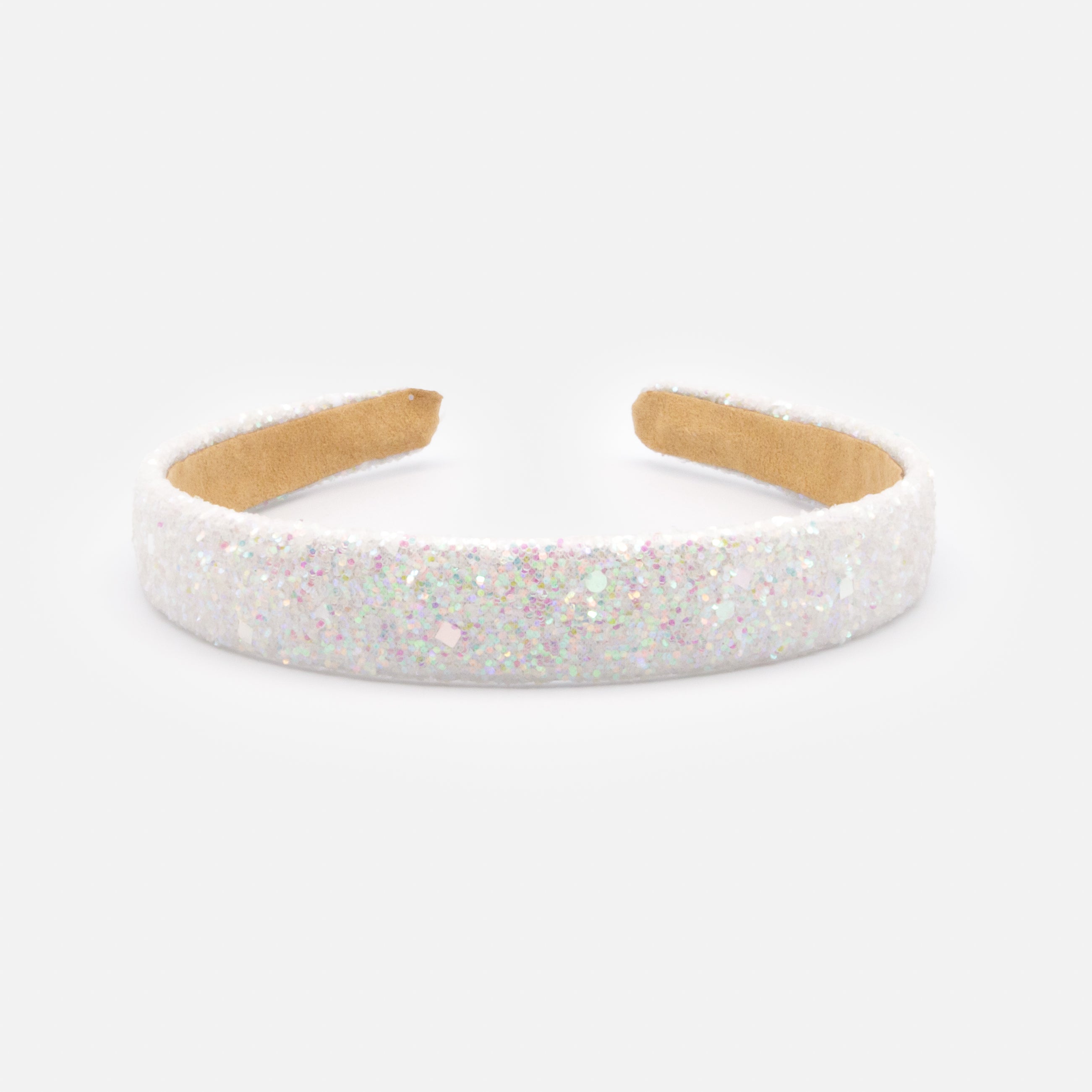Bandeau blanc à paillettes iridescentes