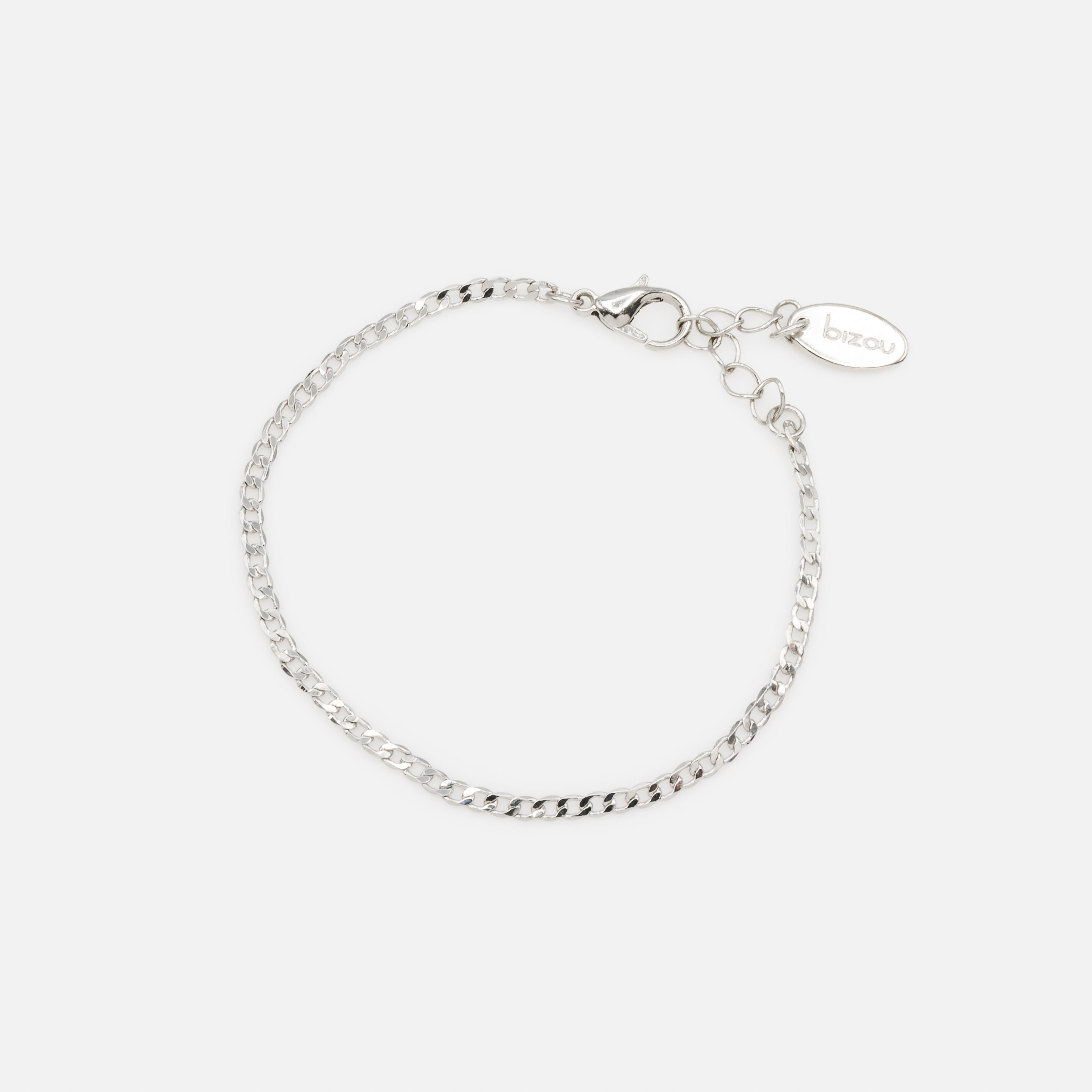 Set of three silver bracelets with delicate links
