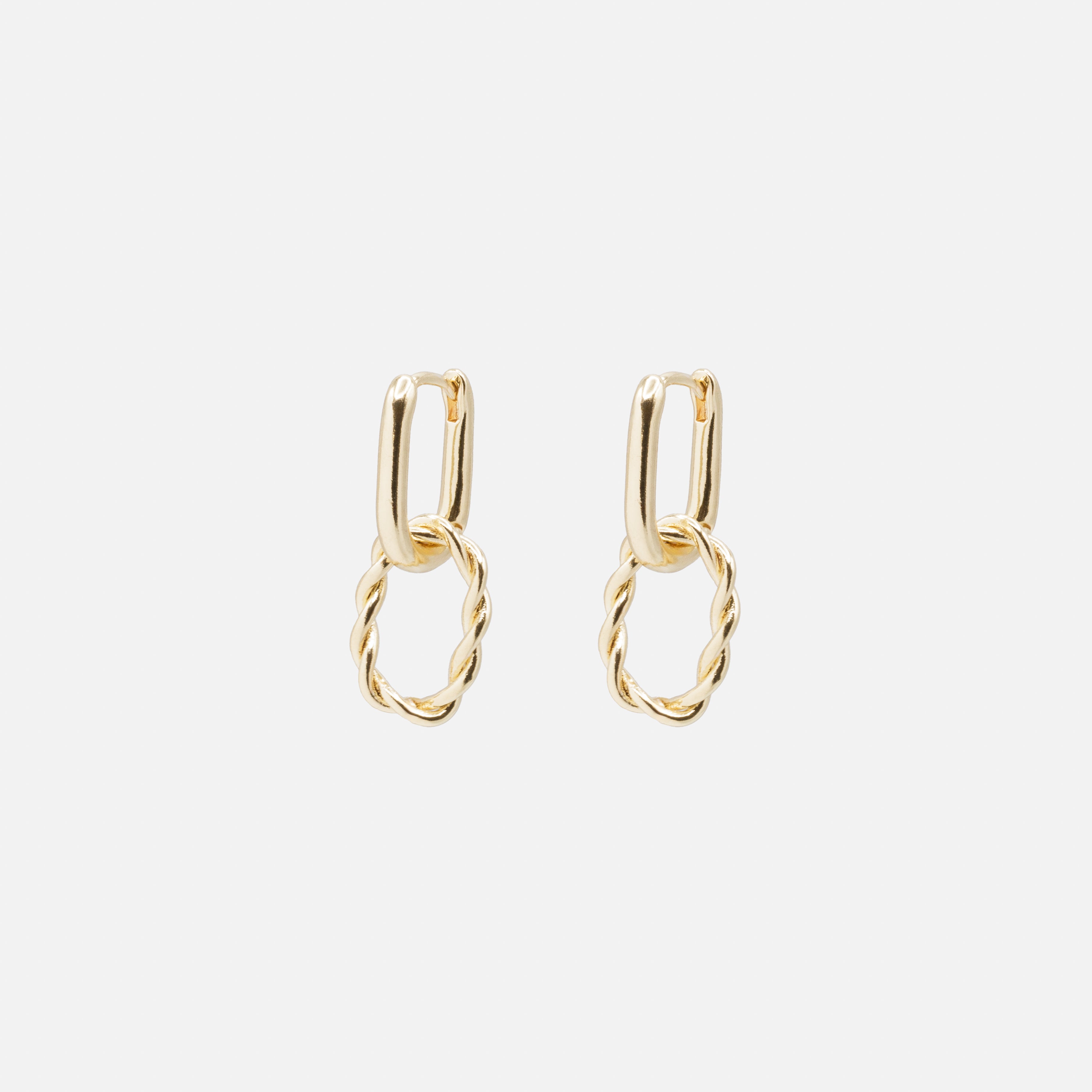 Boucles d'oreilles anneaux dorés deux façons