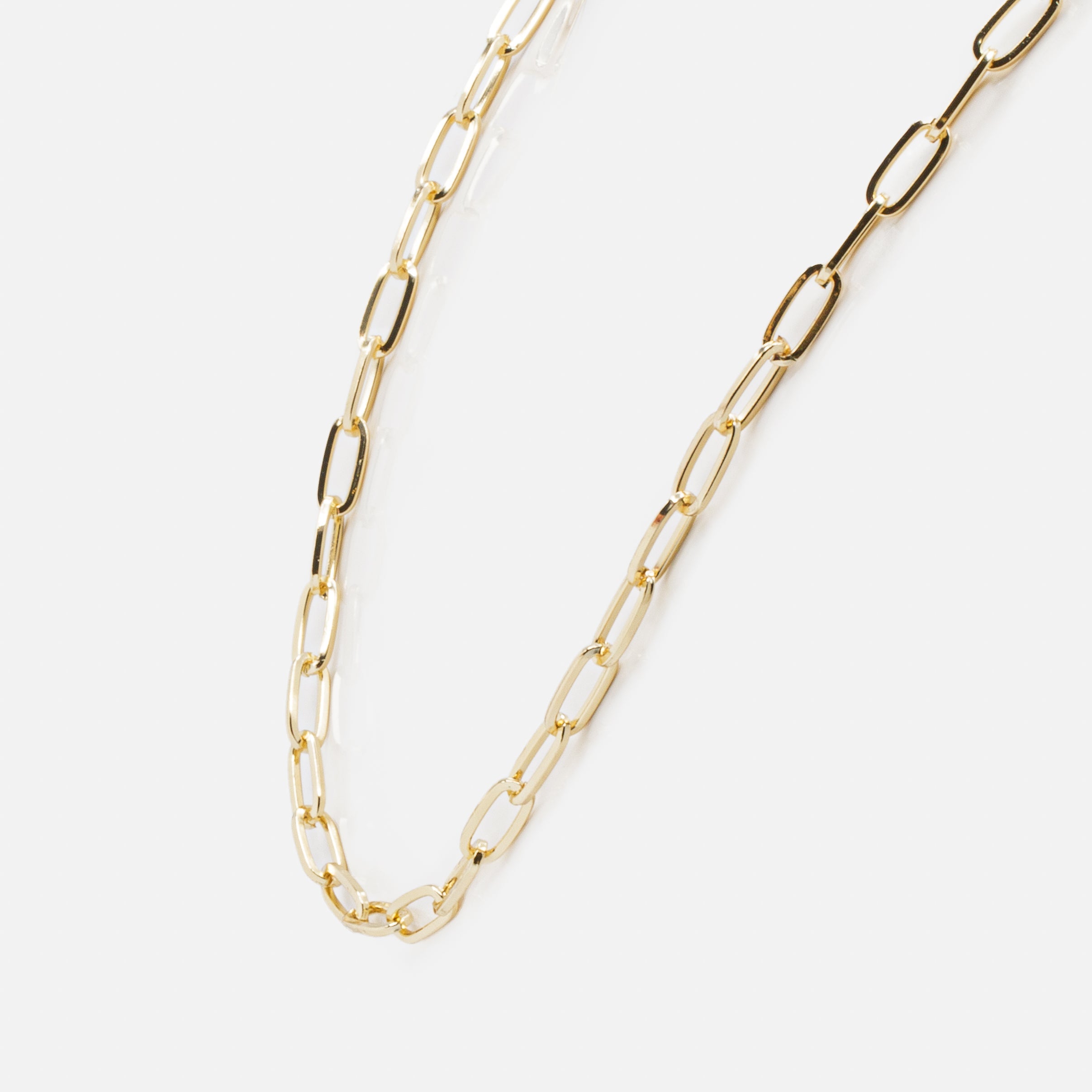 Set of two gold chains with paperclip and rope links